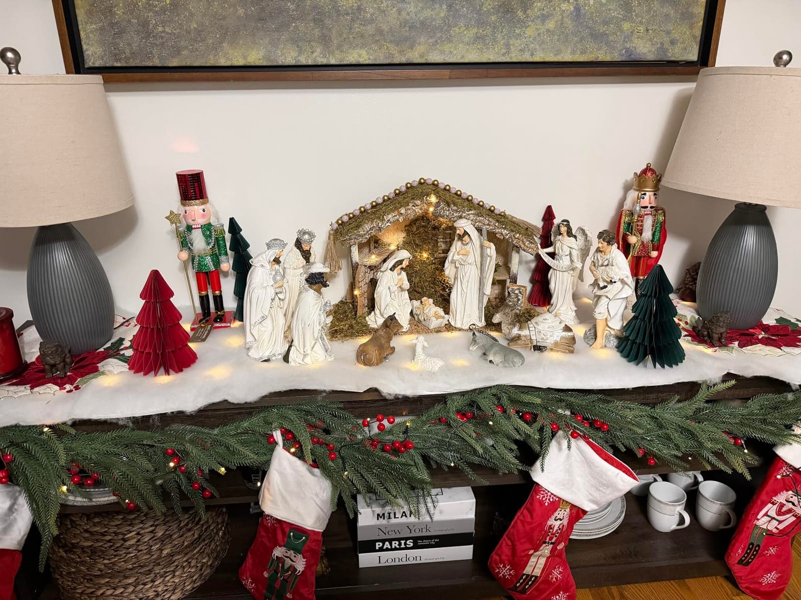 Glitzhome 12Pcs Ivory Resin Nativity Figurines Set Christmas Nativity Sets Tabletop Scenes Ornaments Xmas Nativity Collectible Figurines Indoor Decor Miniatures Statues Figures10.00