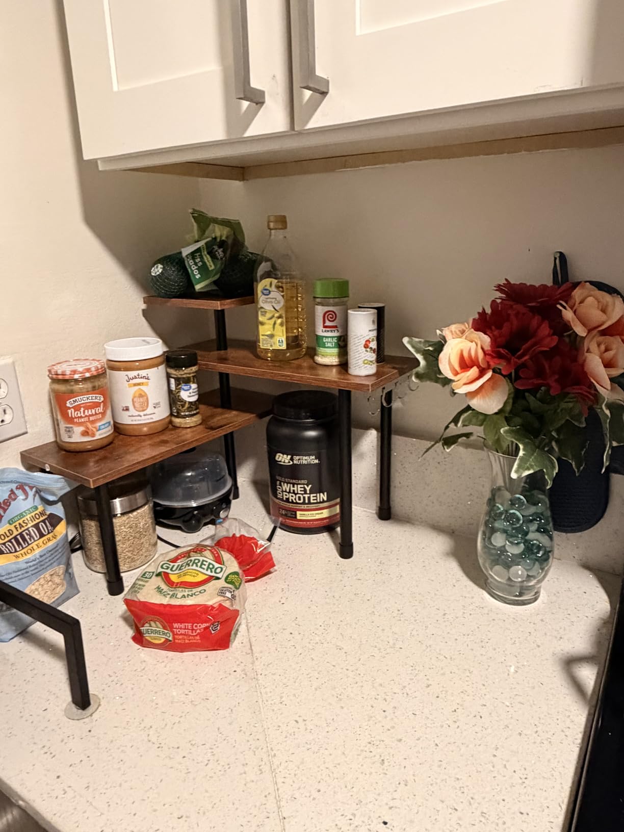 JayRex Kitchen Countertop Organizer 3-Tier Corner Shelf, Rustic Brown customer photo 2