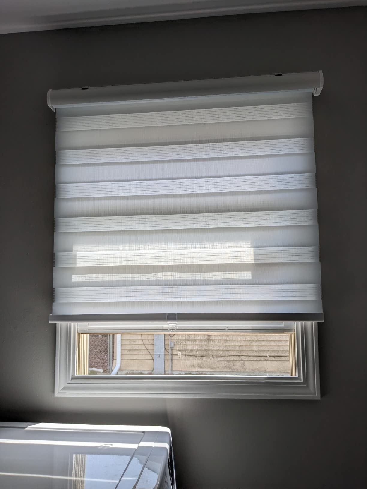 LUCKUP Cordless Zebra Blinds Roller Shades for Window-Dual Layer Sheer Blinds Light Control with Valance Day Night Privacy Light Filtering Fabric, 34