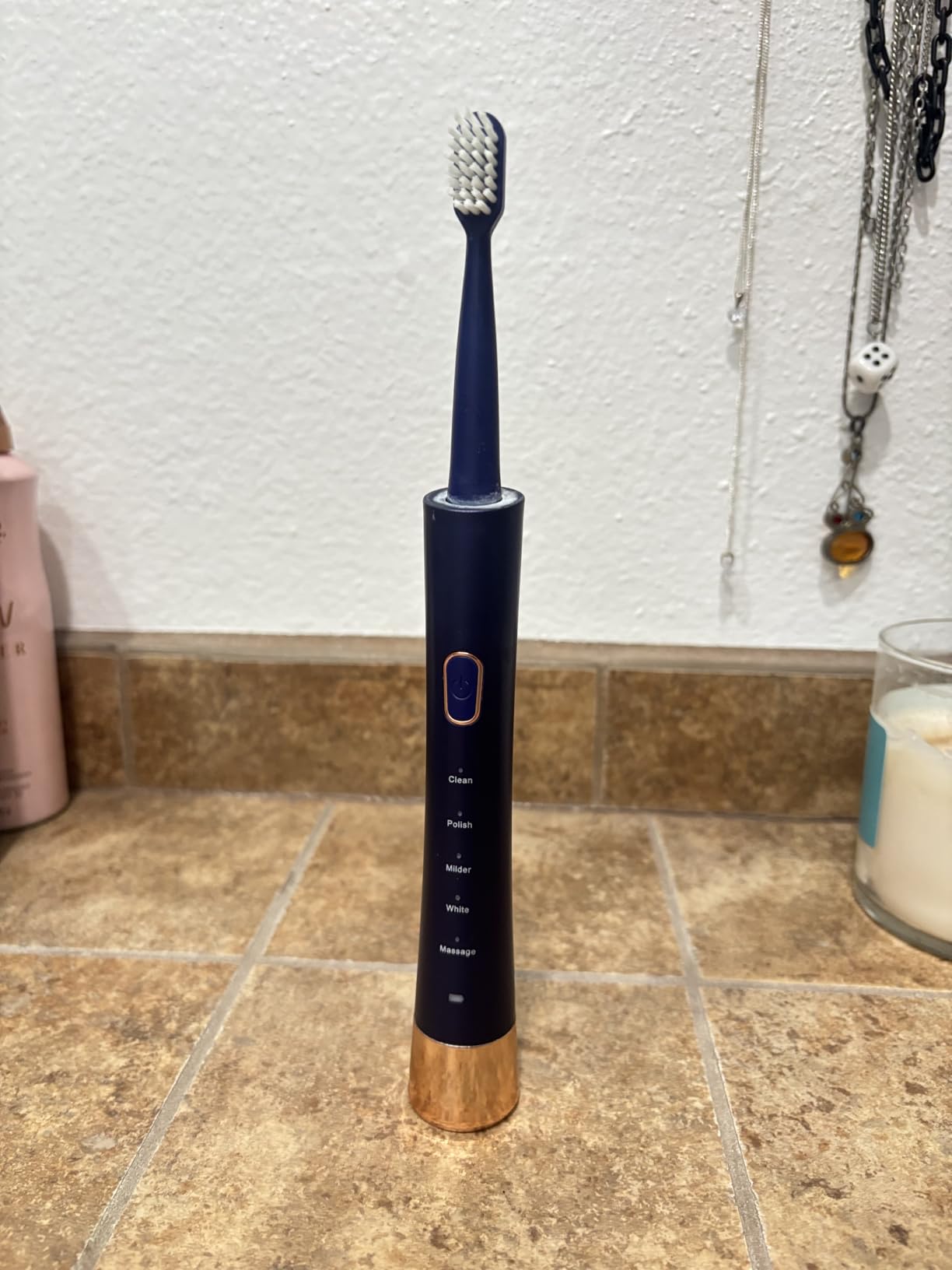 AJELU Sonic Electric Toothbrush for Adults, USB Rechargeable Sonic Toothbrush with 8 Brush Heads, Smart Timer, 5 Modes, 2-Hour Fast Charge Last 30 Days, Pink customer photo 2