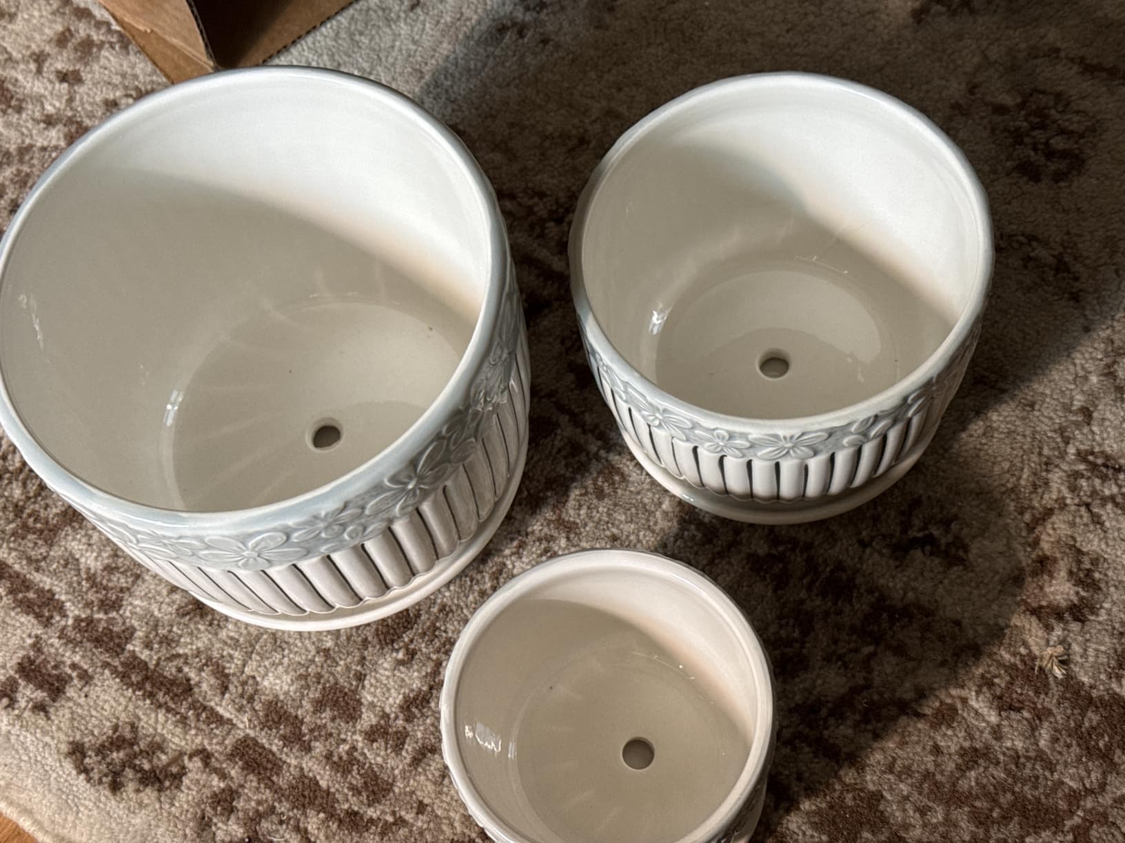 Gray Flower Pots, Texture Ceramic Plant Pots for Indoor Plants Set of 3 customer photo 2