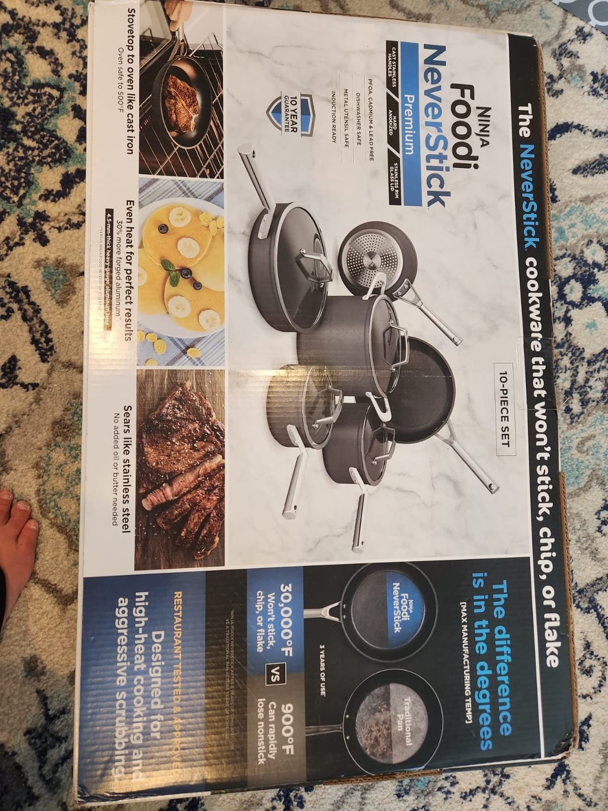 Ninja NeverStick Professional Hard-Anodized 10 Piece Pots & Pans Set, Nonstick Cookware Set, Durable, Oven Safe to 500°F, Slate Grey, C39500 customer photo 1