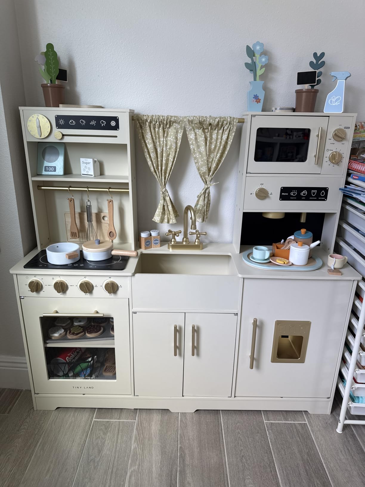 Tiny Land Play Kitchen for Kids – Modern Home Design with Fabric Curtains customer photo 1