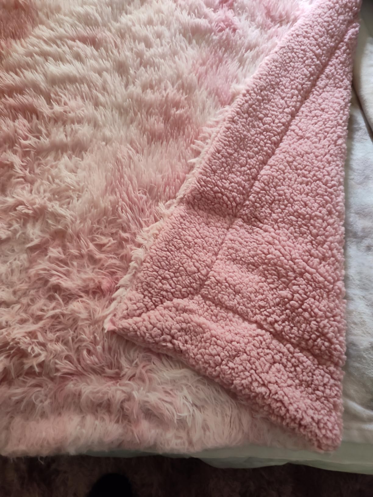 PAVILIA Taupe Tan Fluffy Fuzzy Faux Fur Throw Blanket for Couch Sofa, 50x60 | 530 GSM Reversible Sherpa Fleece, Plush Thick Warm Shaggy Furry Decorative, Cozy Bed Room Decor, Winter Holiday Gift Ideas customer photo 1