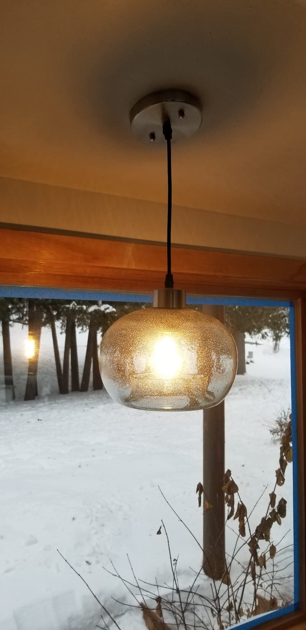 CASAMOTION Glass Pendant Lights, Marble Clear, 2 Pack | Modern Rustic Kitchen Island Dining Room Table, Adjustable Cord, Brushed Nickel, ETL Certification customer photo 1