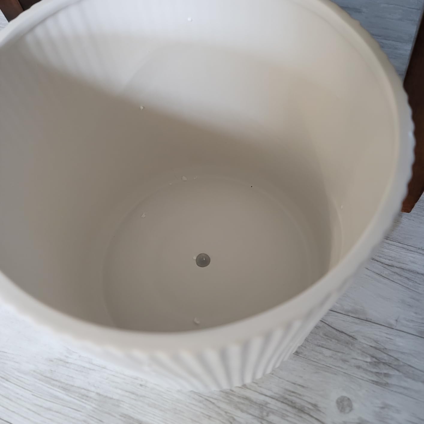 Amazon Basics Fluted Ceramic Planter Pot for Indoor Outdoor Plants, Round Flower Pot with Drainage Hole, 10-inch, Black customer photo 2