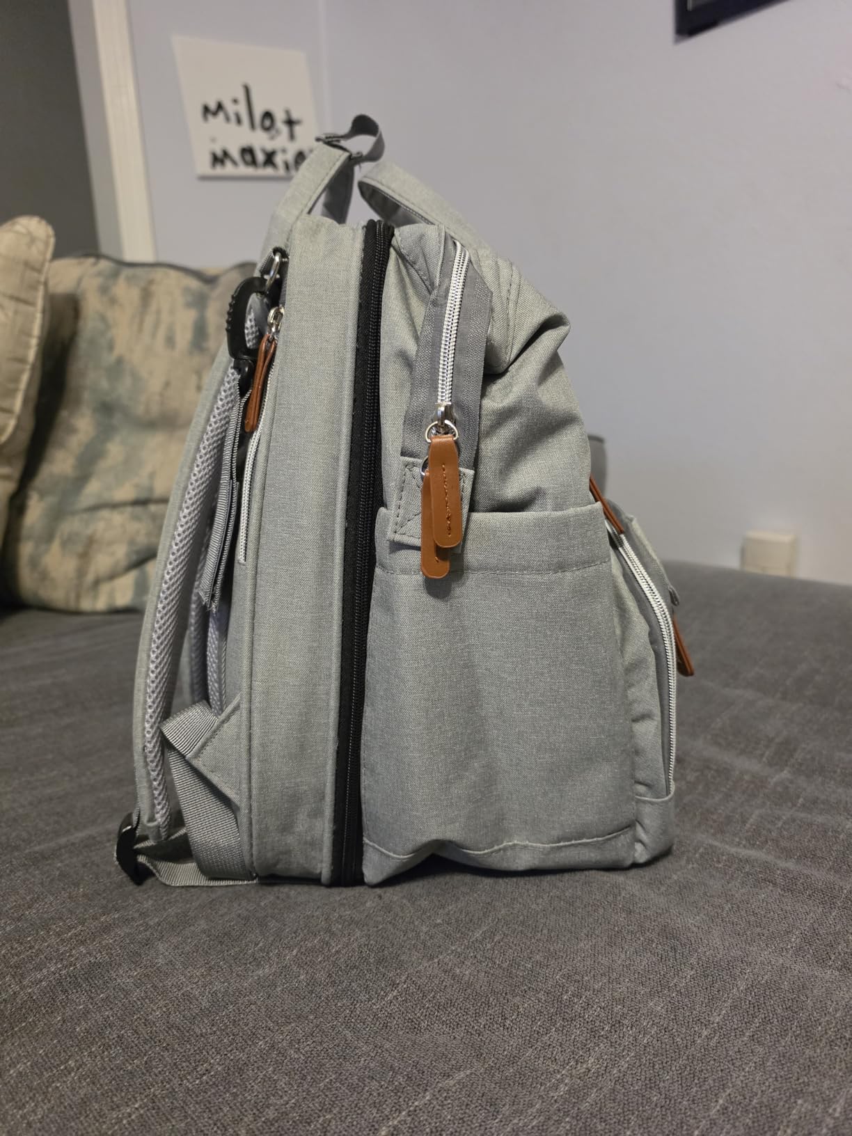 ISMGN Diaper Bag Backpack with Changing Station, Baby Bag for Mom, Grey | Baby Diaper Bag, Large Diaper Bag Backpack, Baby Bags for Boys Girls, Mens Diaper Bag, Diaper Backpack for Women customer photo 1