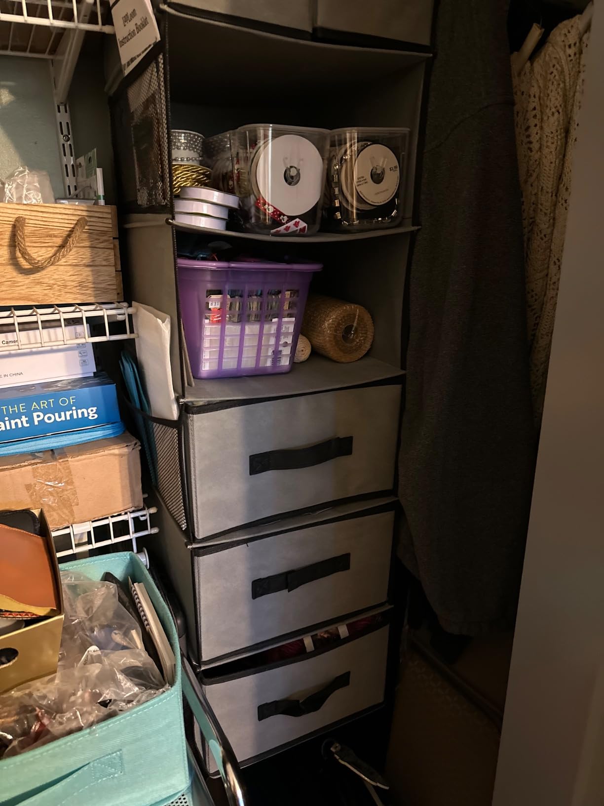 GRANNY SAYS Hanging Closet Organizer, 5 Drawers, 6 Shelves, 6 Pockets, Gray customer photo 1