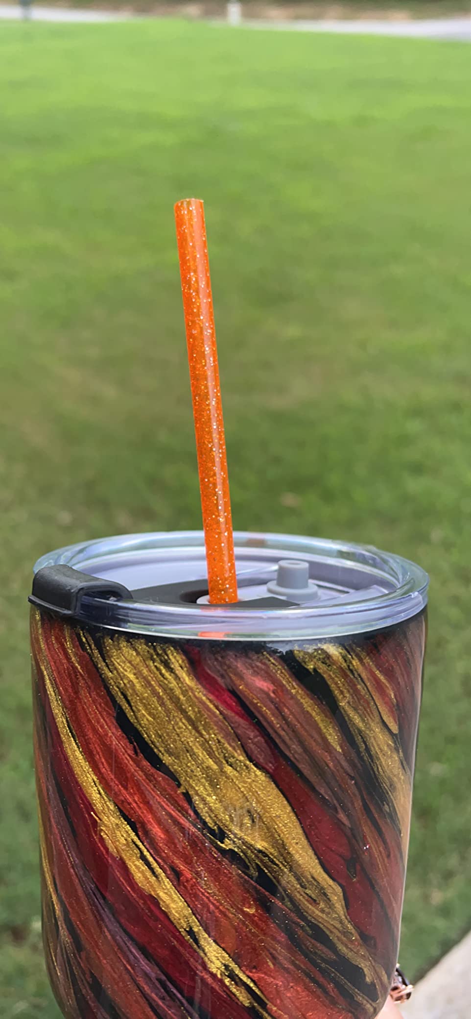 Dakoufish 11 Inch Reusable Plastic Straws,Replacement Glitter Sparkle Drinking Straws for 24 oz-40 oz Mason Jars/Tumblers,Set of 12 with Cleaning Brush(12color,11inch) customer photo 1