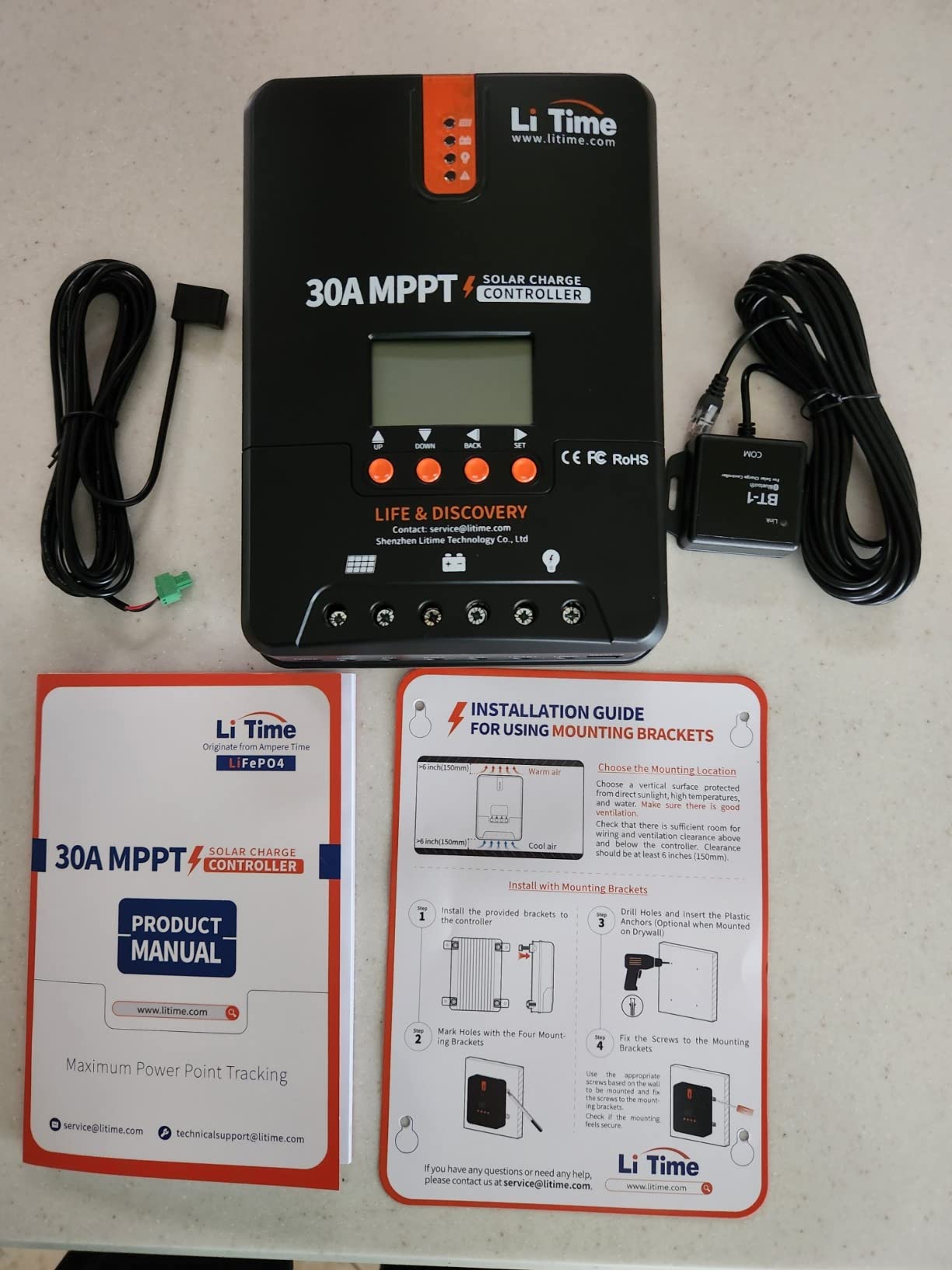 LiTime 12V/24V 30A MPPT Solar Charge Controller Bluetooth, LCD Display customer photo 2