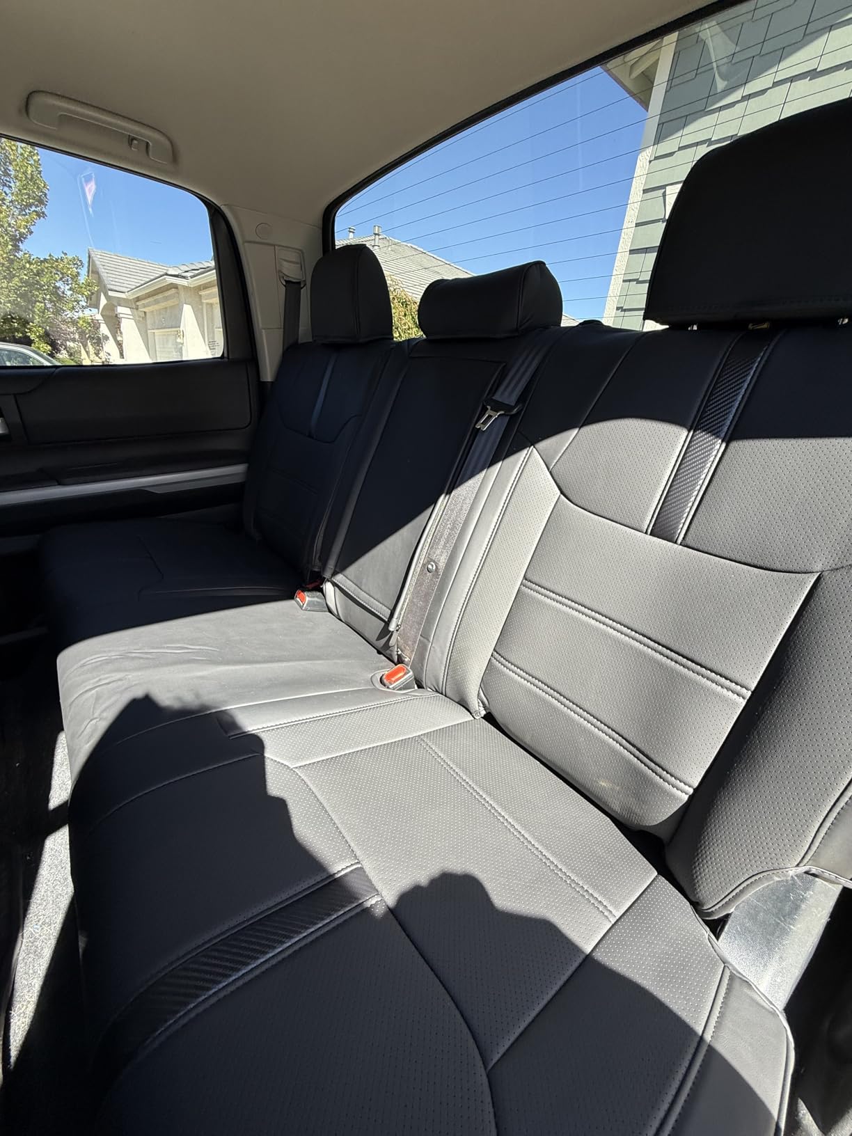 Super Cover for Toyota Tundra Seat Covers 2014-2021 (CrewMax only), Full Covered Leather Seat Protectors for Tundra Truck Car Accessories with Carbon Fiber customer photo 2