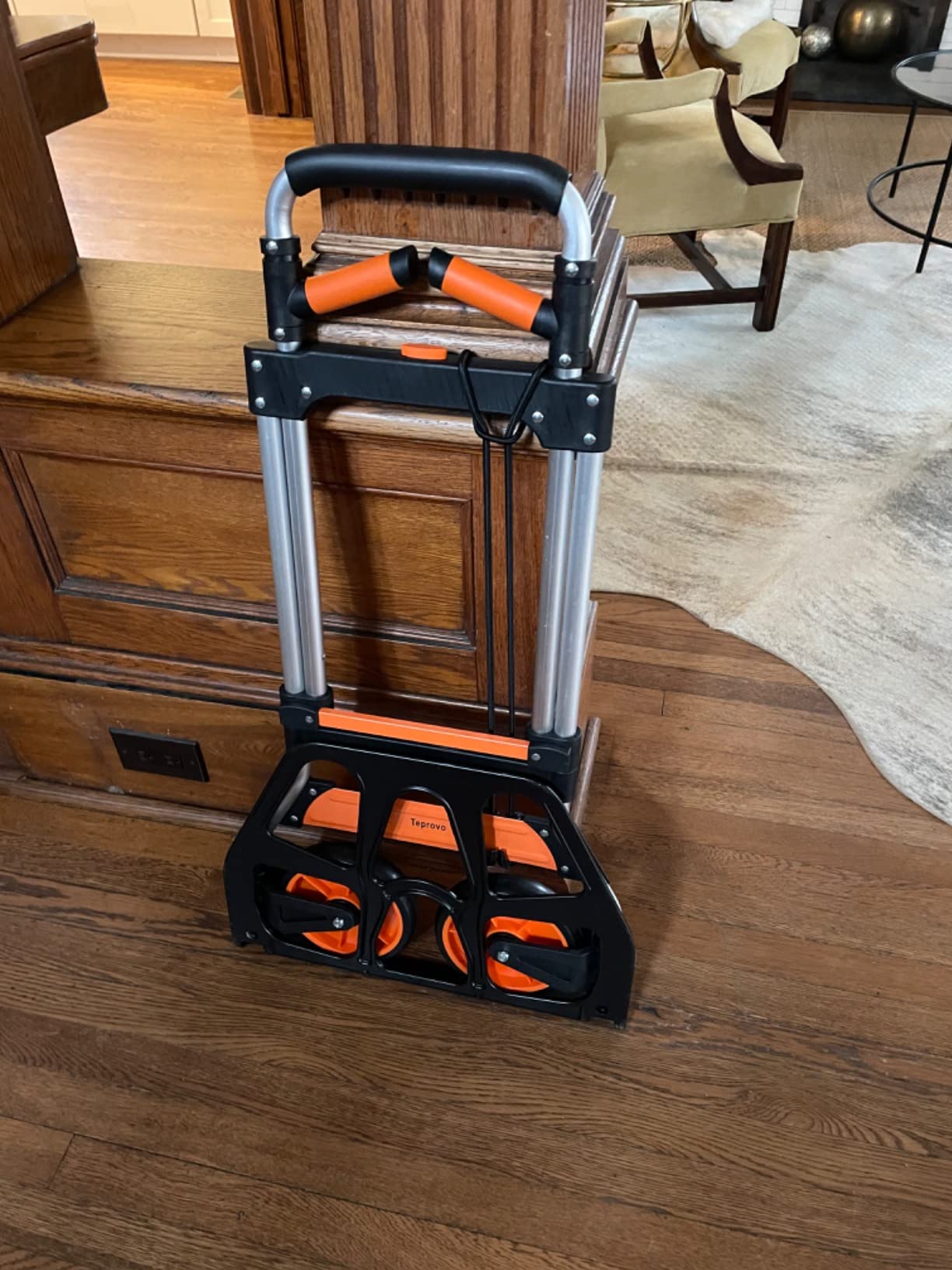 Teprovo Dolly Cart, 340lb Aluminum Folding Hand Truck with Swivel Handle, Heavy Duty Utility Dolly Foldable Trolley with Elastic Cord, 7 Inch Wheels for Moving, Warehousing, Shopping and More customer photo 1