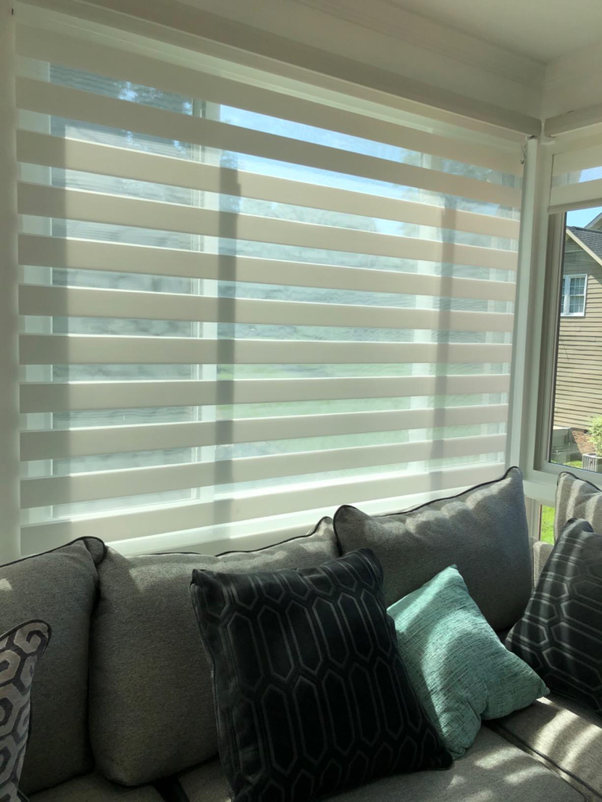 Yoolax Motorized Zebra Blinds with Remote, Room Darkening Smart Blinds | Works with Alexa, Google Home, Apple Home, Smart Electric Dual Layer Shades for Windows Home Office, Privacy Control, Custom Size customer photo 2