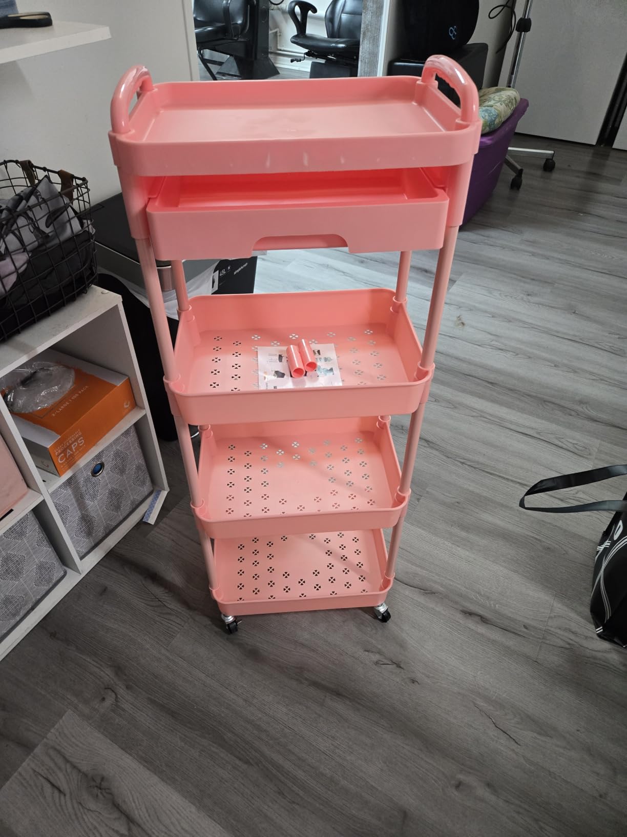 Calmootey 3-Tier Utility Cart with Drawer & Wheels, Storage for Home,Office customer photo 1