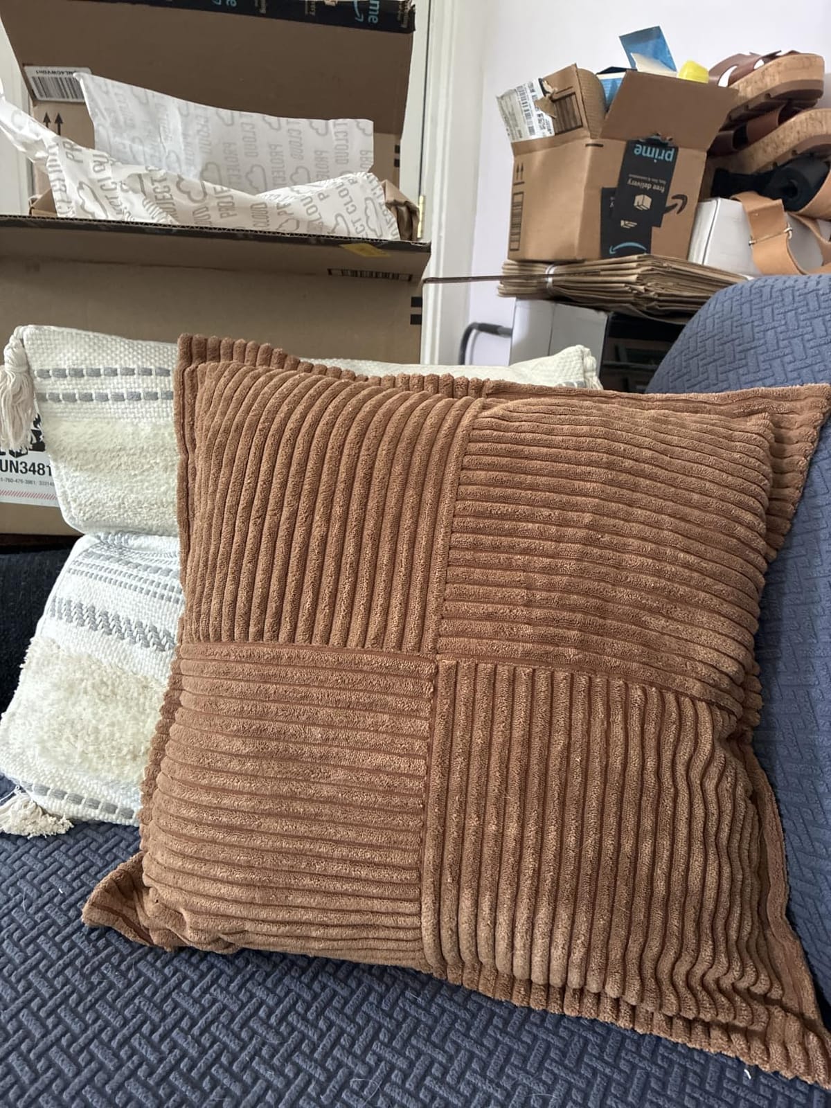MIULEE Decorative Throw Pillow Covers for Couch 18x18 Inch Beige 2 Pack customer photo 1