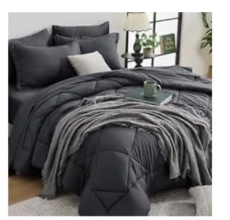HEVUMYI 7-Piece Queen Comforter Set, Dark Gray | Reversible, All-Season, Soft, 7 Piece Set, All-Season Reversible Bed in a Bag, Flat Sheet, Fitted Sheet, Pillowcases customer photo 2