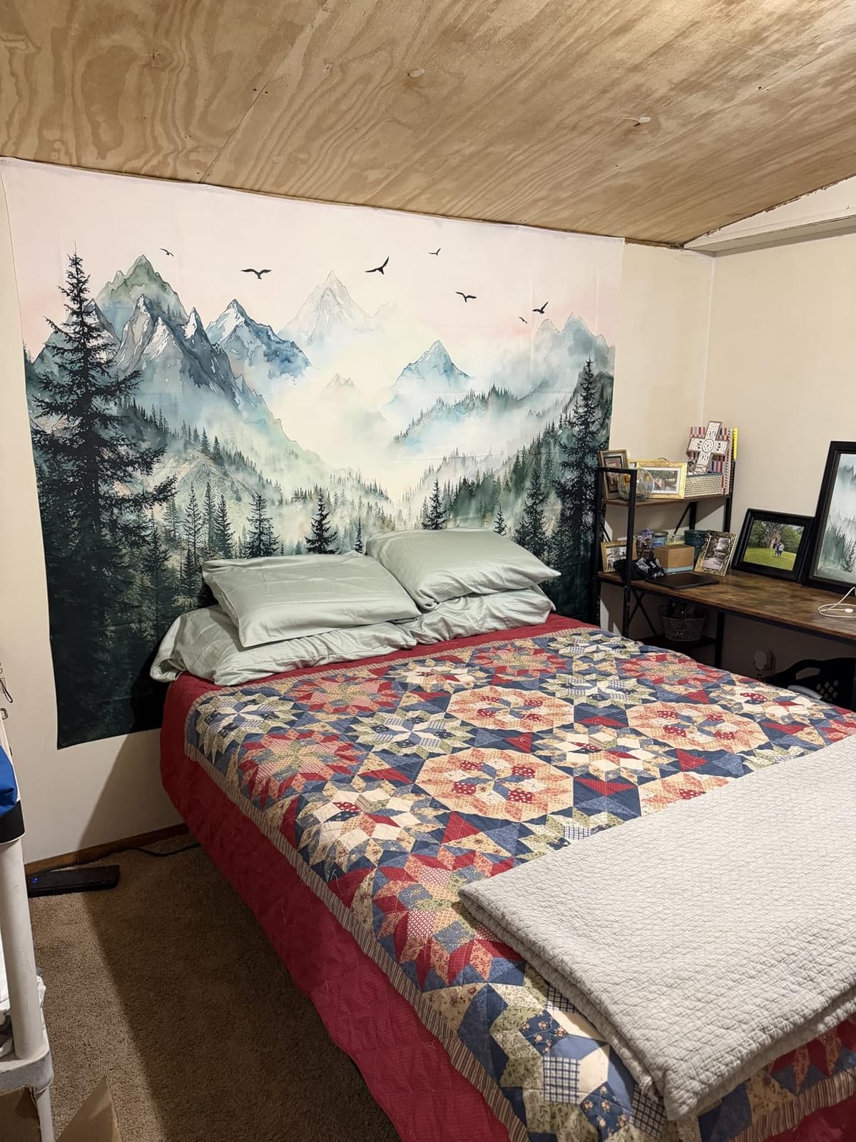 Zussun Black and White Tapestry Starry Night Mountain Tapestries for Bedroom Aesthetic Moon and Stars Tapastry's Wall Hanging Dark Nature Forest Wall Tapestry for Living Room Dorm (48'' × 36'') customer photo 2