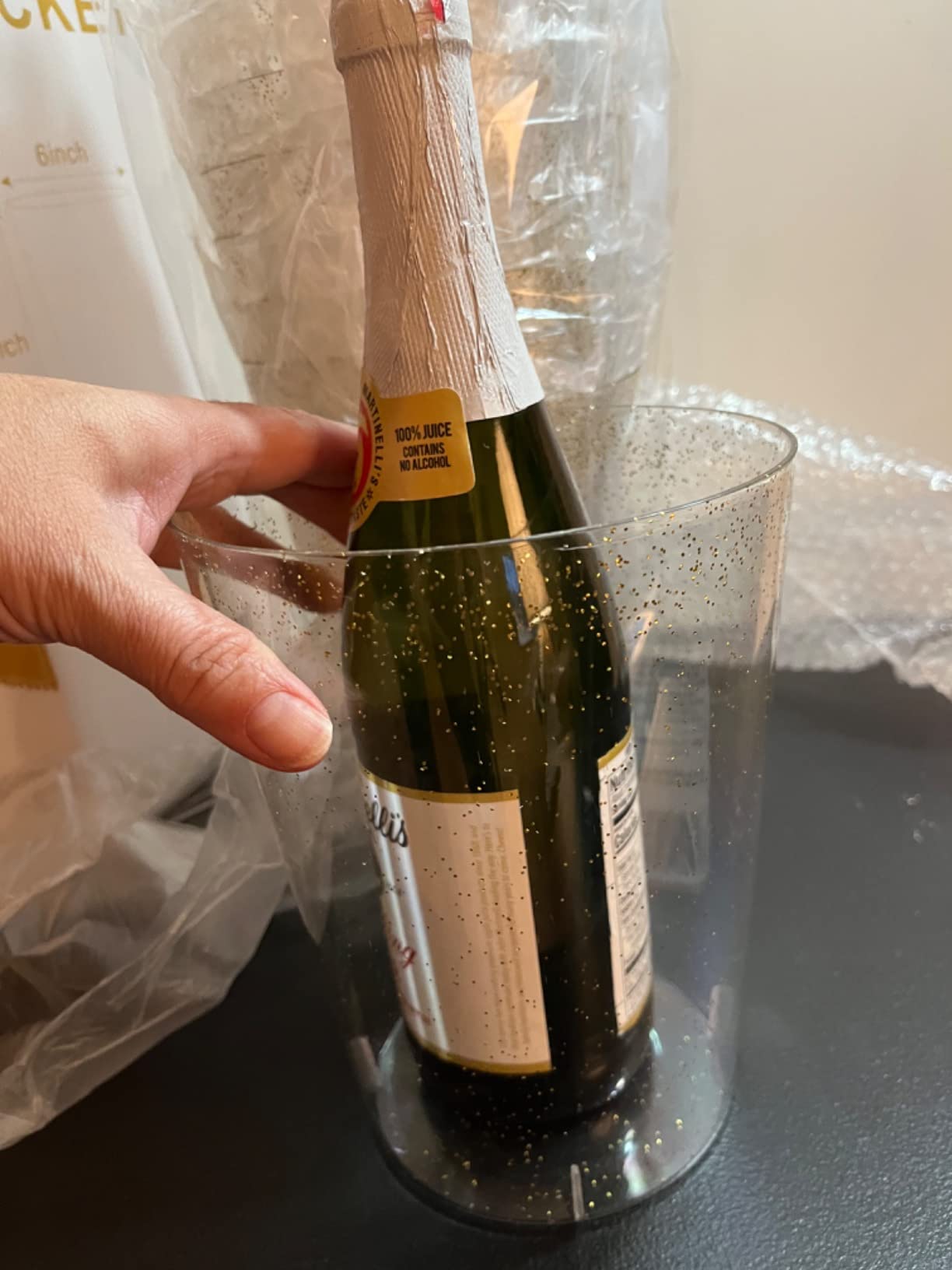 Tiawudi 12 Pack Plastic Ice Bucket For Parties, Gold Glitter Clear Wine Cooler for Wedding, Good as One Large Champagne Chiller Or Classic Wine Bottle Chiller customer photo 1