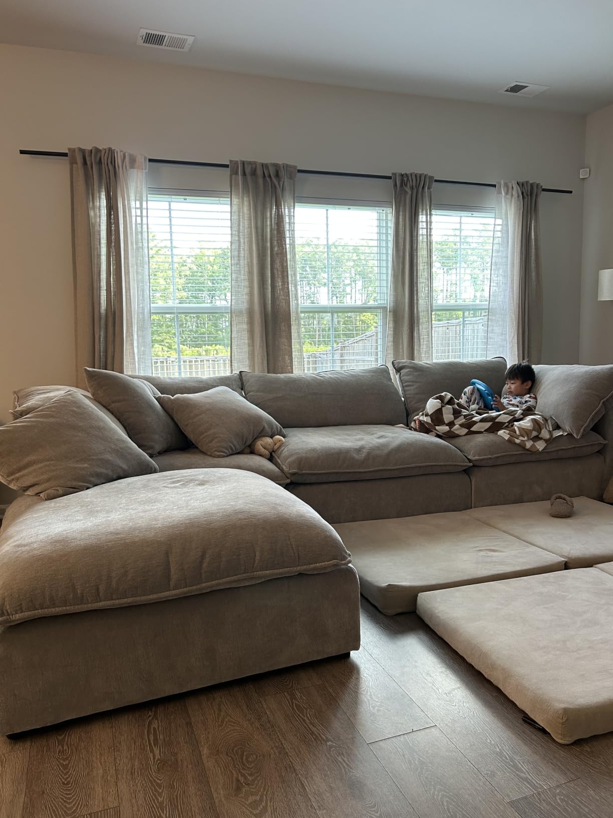 MIULEE Natural White Linen Curtains 52x84 Inch Long for Bedroom Living Room | Soft Thick Linen Textured Window Drapes, Semi Sheer Light Filtering, Rod Pocket Back Tab, Neutral Farmhouse Cream Ivory 2 Panels customer photo 1