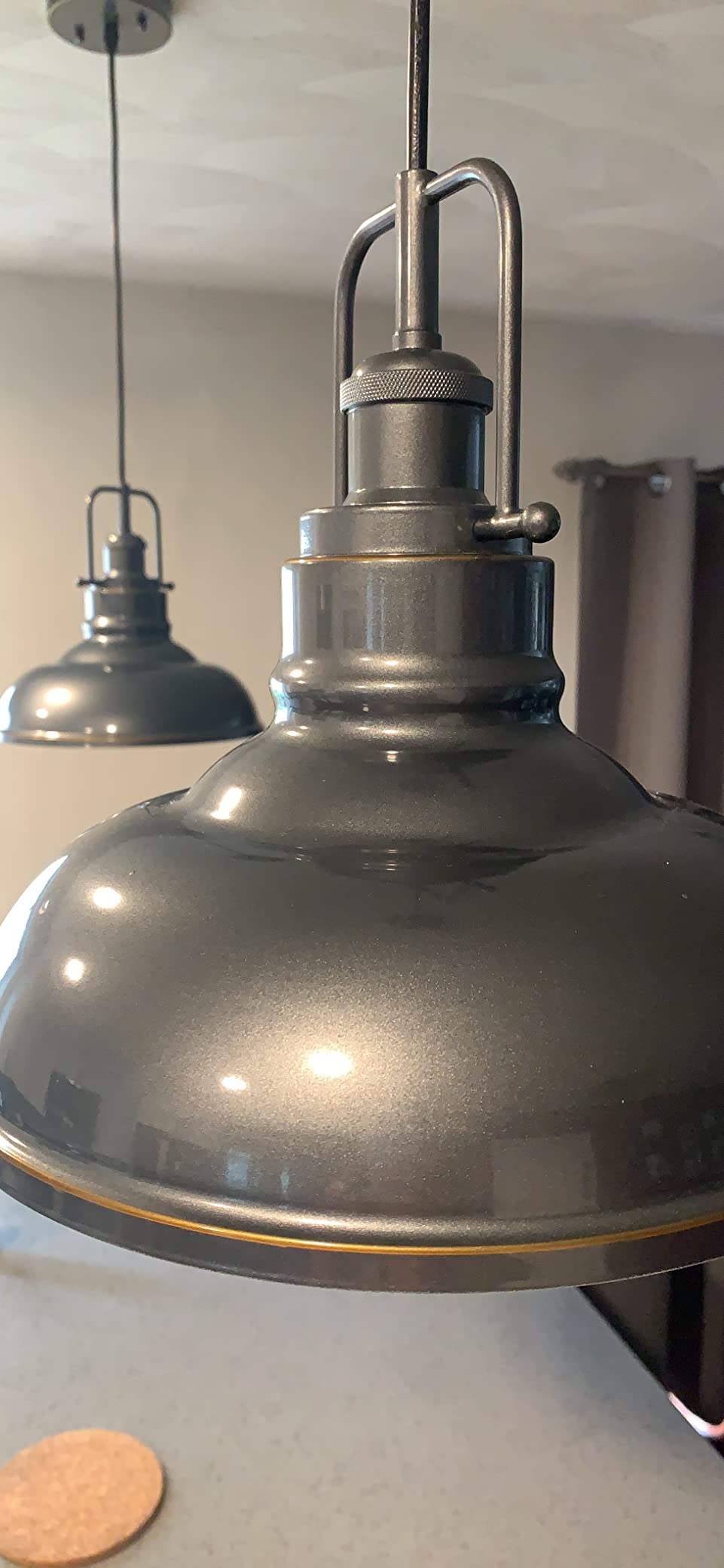 zeyu 2 Pack Large Kitchen Pendant Lights 17.7 Inch, Farmhouse Industrial Metal Dome Pendant Light for Dining Room, Oil Rubbed Bronze Finish, 016-1M-2PK ORB customer photo 2