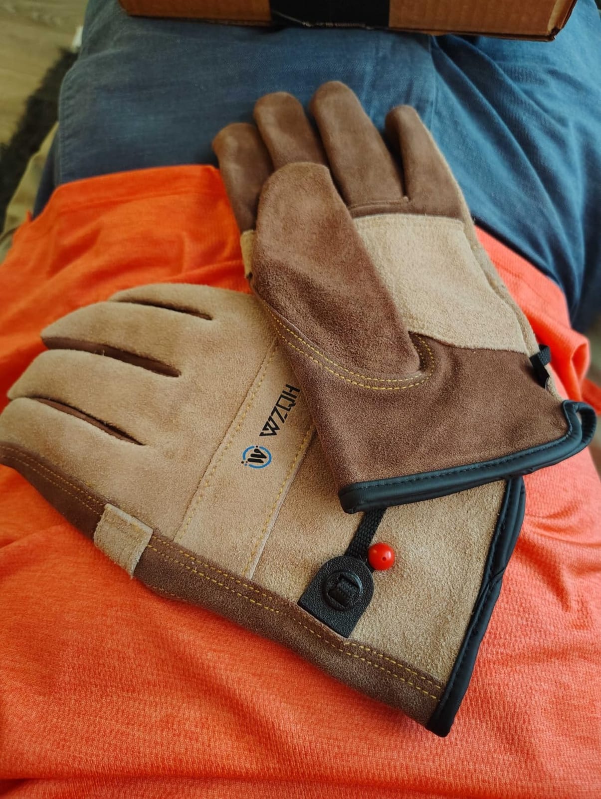 WZQH Leather Work Gloves for Men or Women.Gardening,Welding,Coffee-grey L customer photo 1