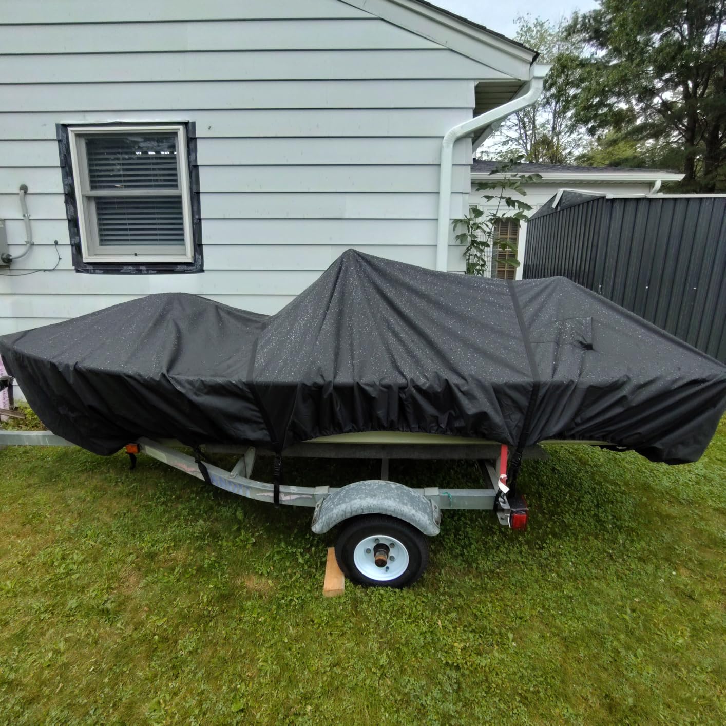 Heavy Duty 5 Layers 1200D Jon Boat Cover 12ft - 14 ft with Motor Cover | 100% Waterproof Trailerable Jon Boat Covers 14-16 Foot with 9+4 Pcs Windproof Straps customer photo 2