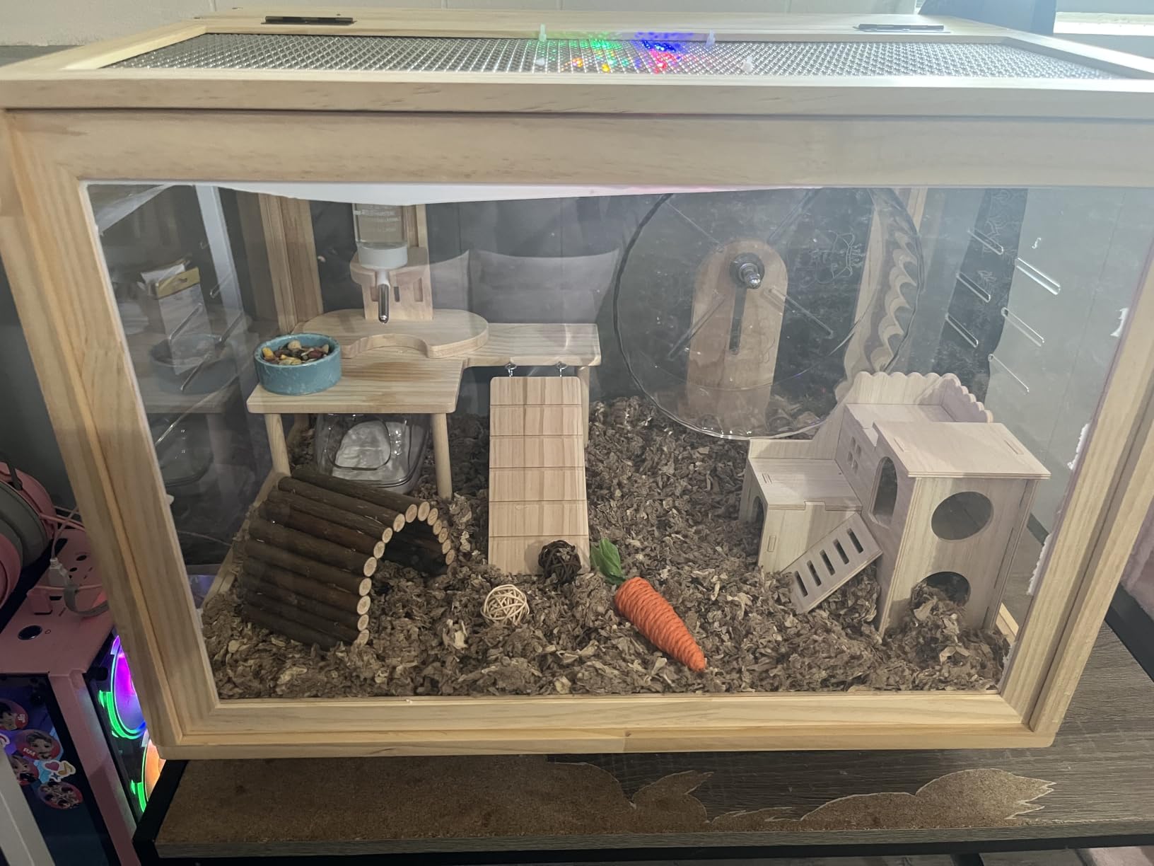 Large Hamster Cages - Wooden Hamster Mice and Rat Habitat with Ventilator Small Animal Cages for Rabbits, Guinea Pigs with Waterproof Bottom Plate customer photo 2