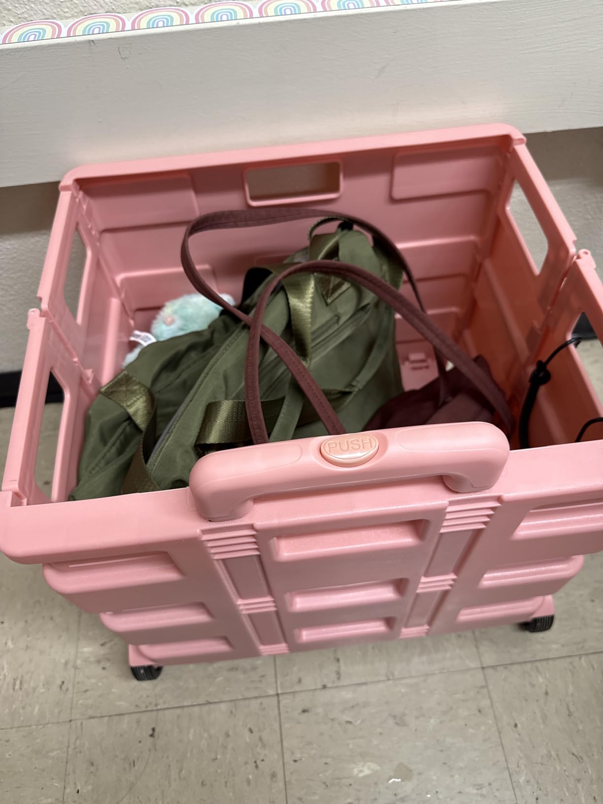 Inspired Living Ultra-Slim Rolling Collapsible Storage Pack-N-Roll Utility-carts, with Telescopic Handle, for Home, Garden, Shopping, Office, School use, Large, Pink & Black customer photo 1