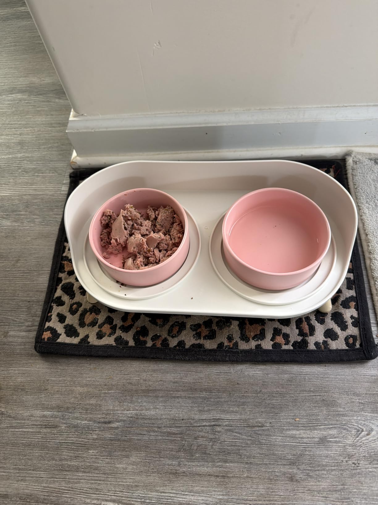 Elevated Ceramic Dog Bowl Set - Double Dog Feeding Bowls with Stand Splash Proof - Raised Dishes for Food and Water - Ideal for Small to Medium Dogs - 2 x 720 ml - 11.3 oz - White customer photo 1