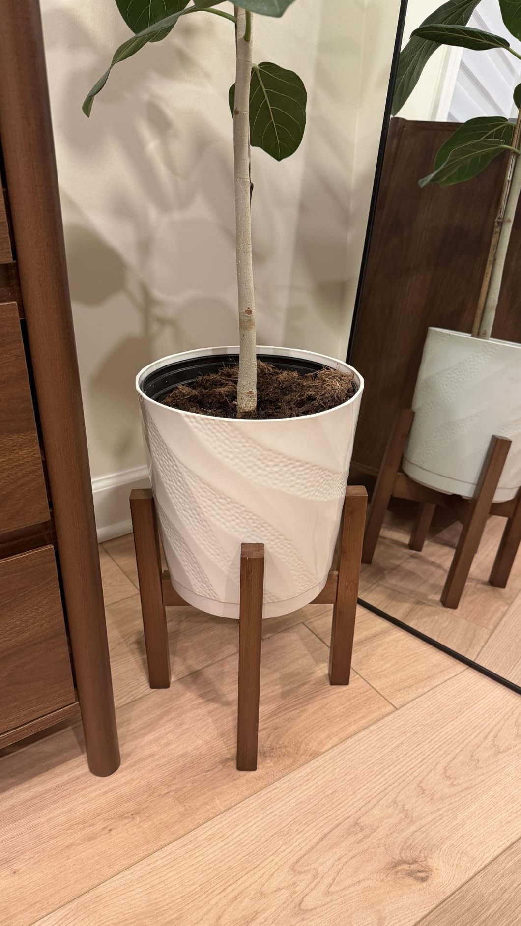 Rnined Adjustable Plant Stand Indoor,Bamboo Mid Century Modern Plants Stands, Stable Plant Holder,Fit 8 9 10 11 12 inch Pots (Pot & Plant Not Included) customer photo 2