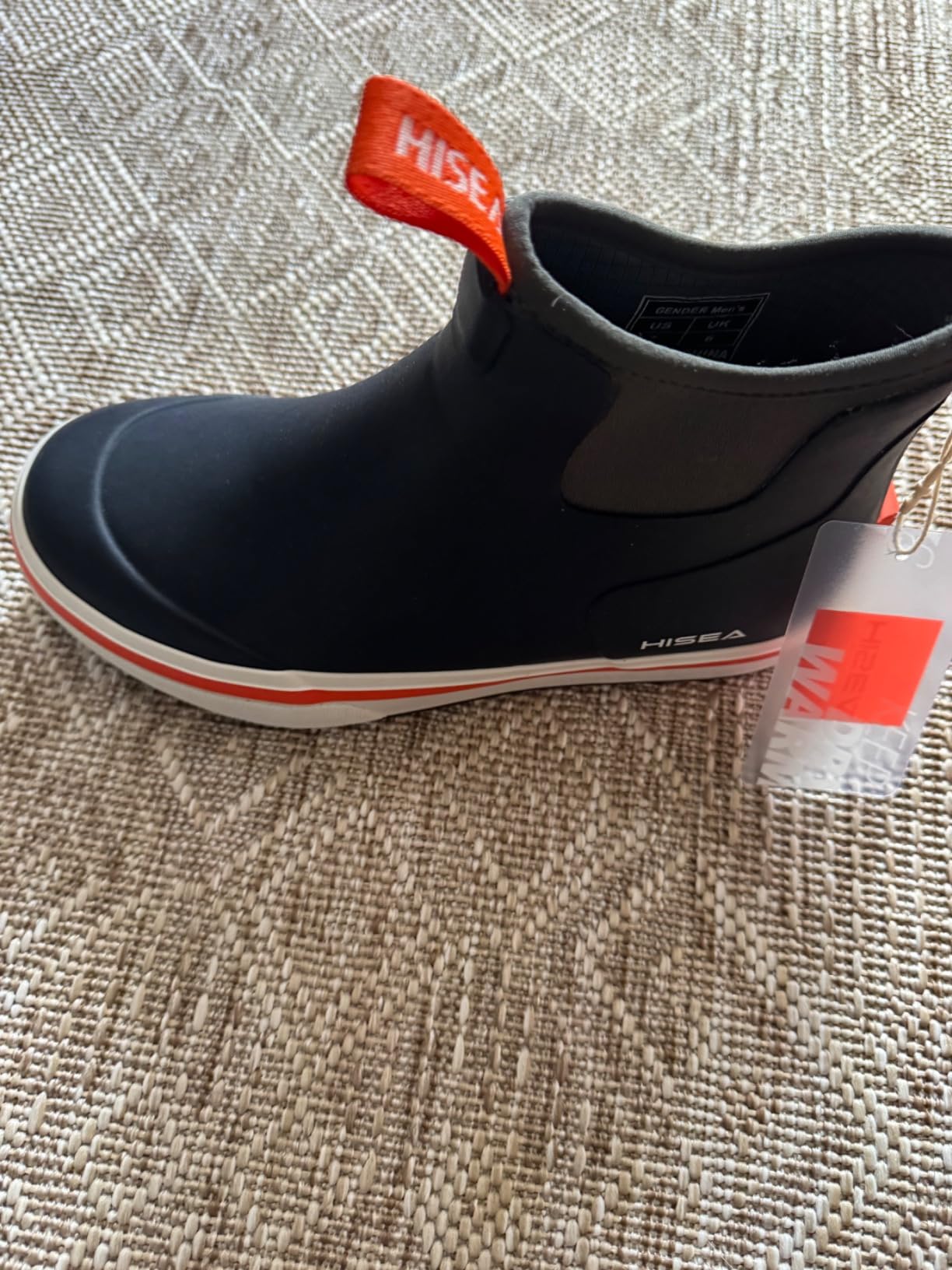 HISEA Men's Ankle Deck Rain Boots Waterproof Rubber Neoprene Fishing Shoes customer photo 2