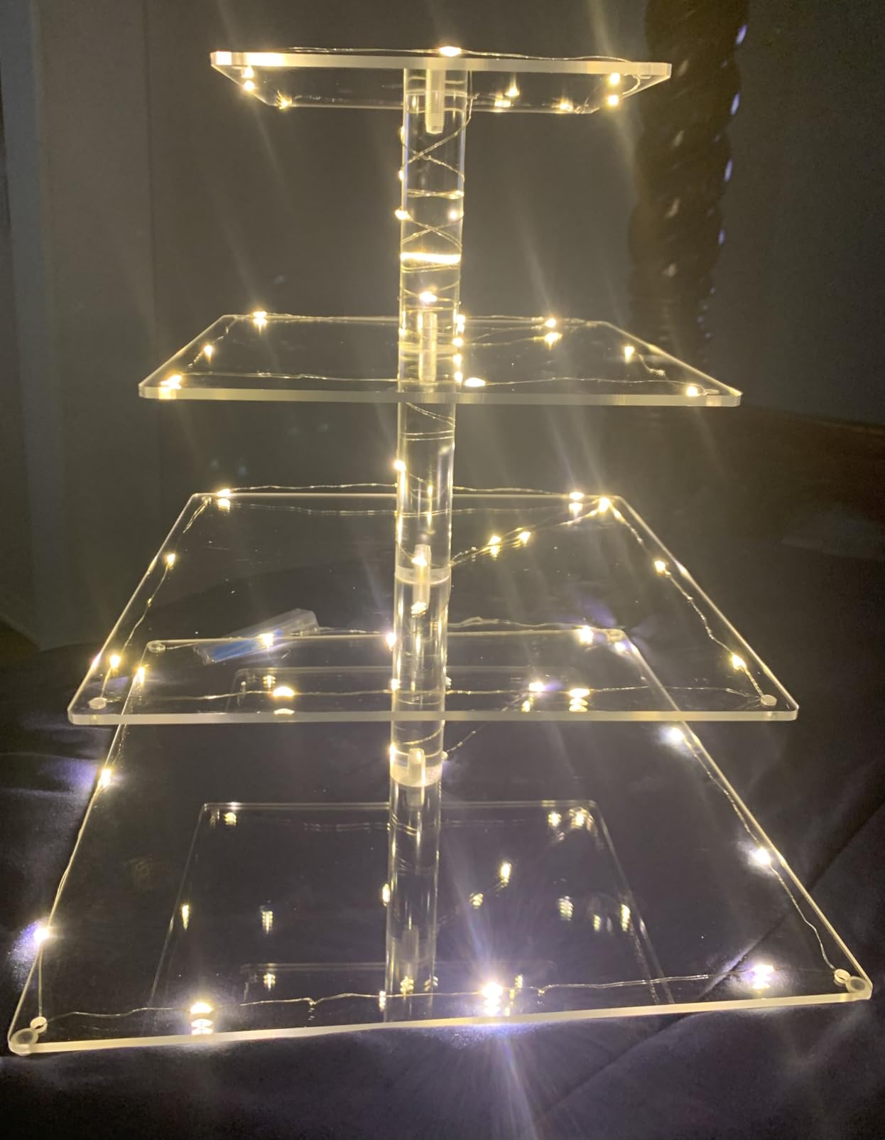 4 Tier Cupcake Stand with LED String Light, Acrylic Cupcake Display Stand customer photo 2