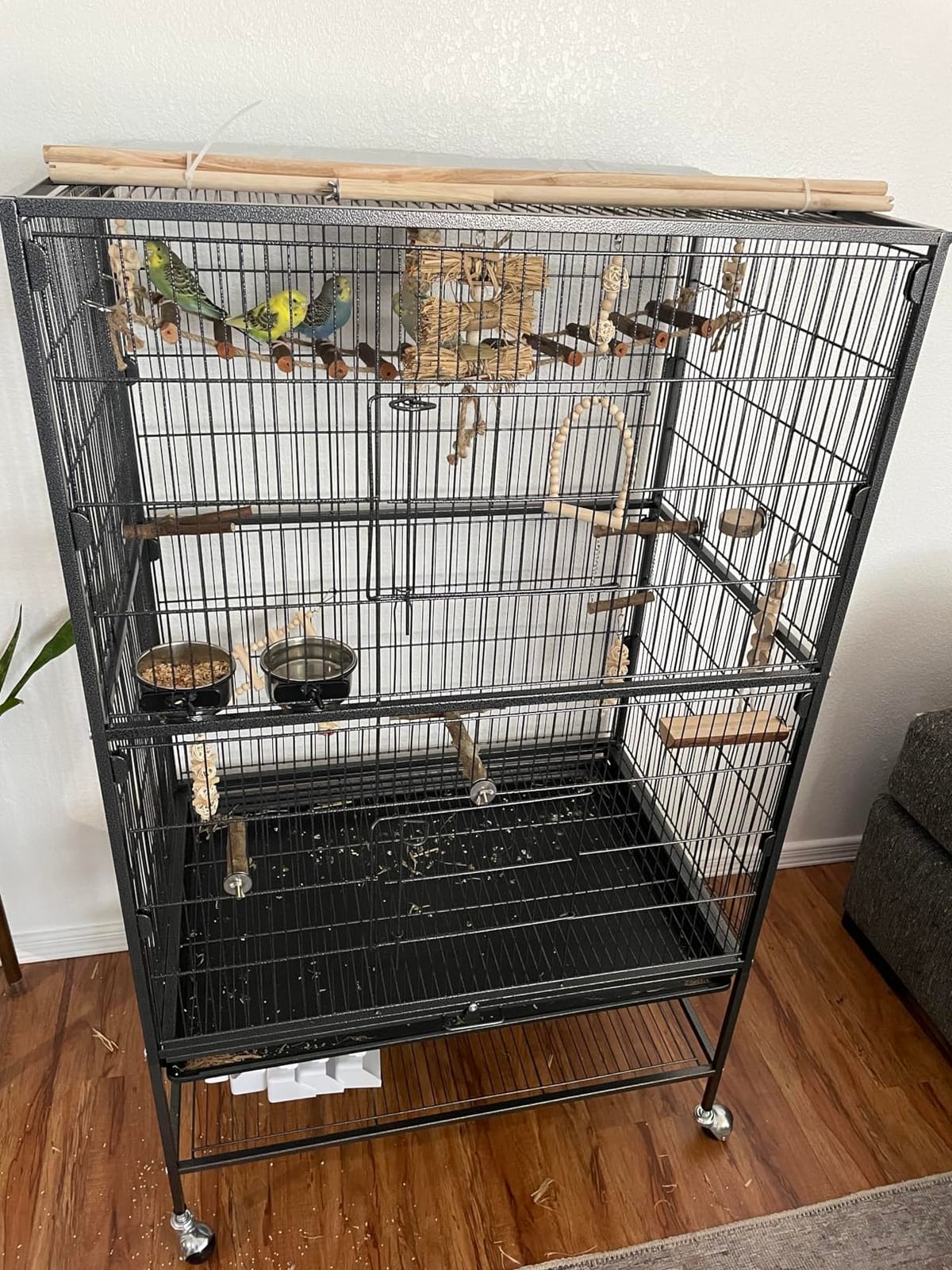 Topeakmart X-Large Parrot Cage Bird Cage with Rolling Stand for Medium Birds Cockatiels Quaker Green Cheek Sun Conure African Grey, 60.5inch customer photo 2