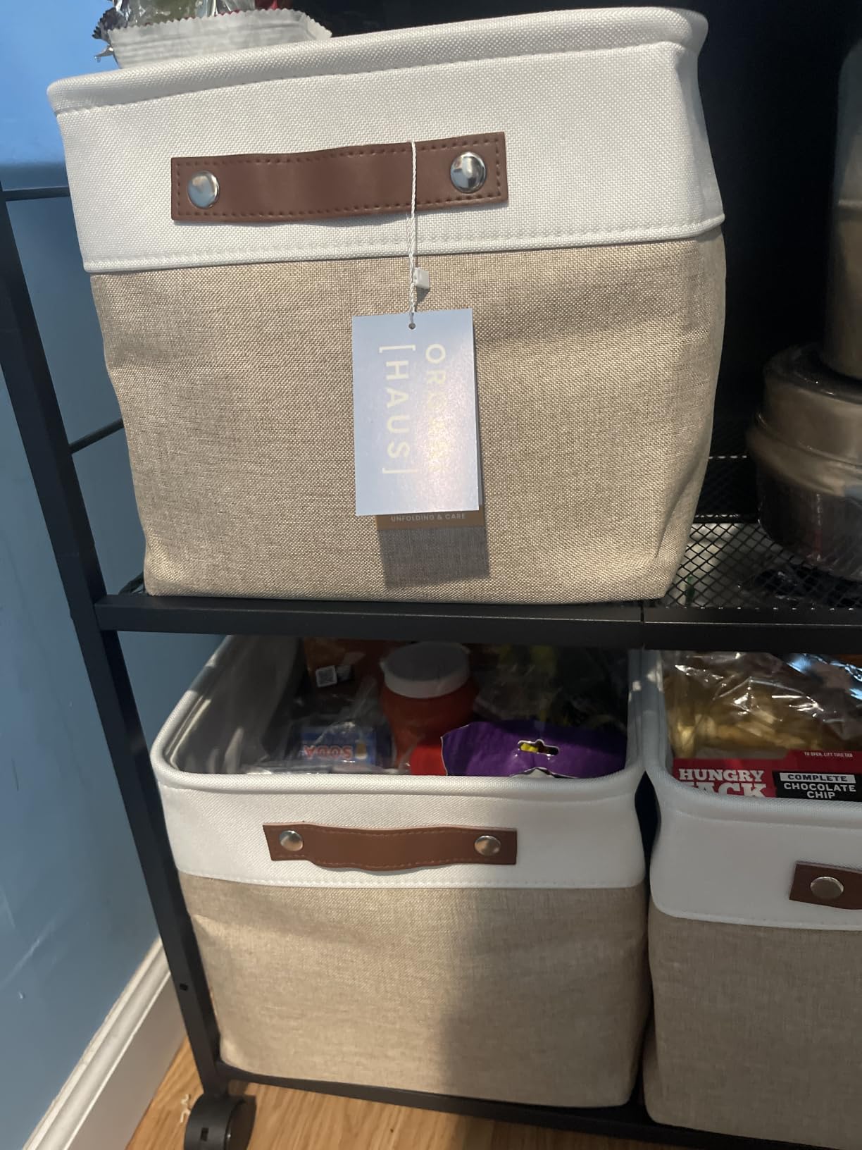 OrganiHaus 15x11in Canvas Storage Baskets 3 Pack - Fabric Bins for Shelves customer photo 1