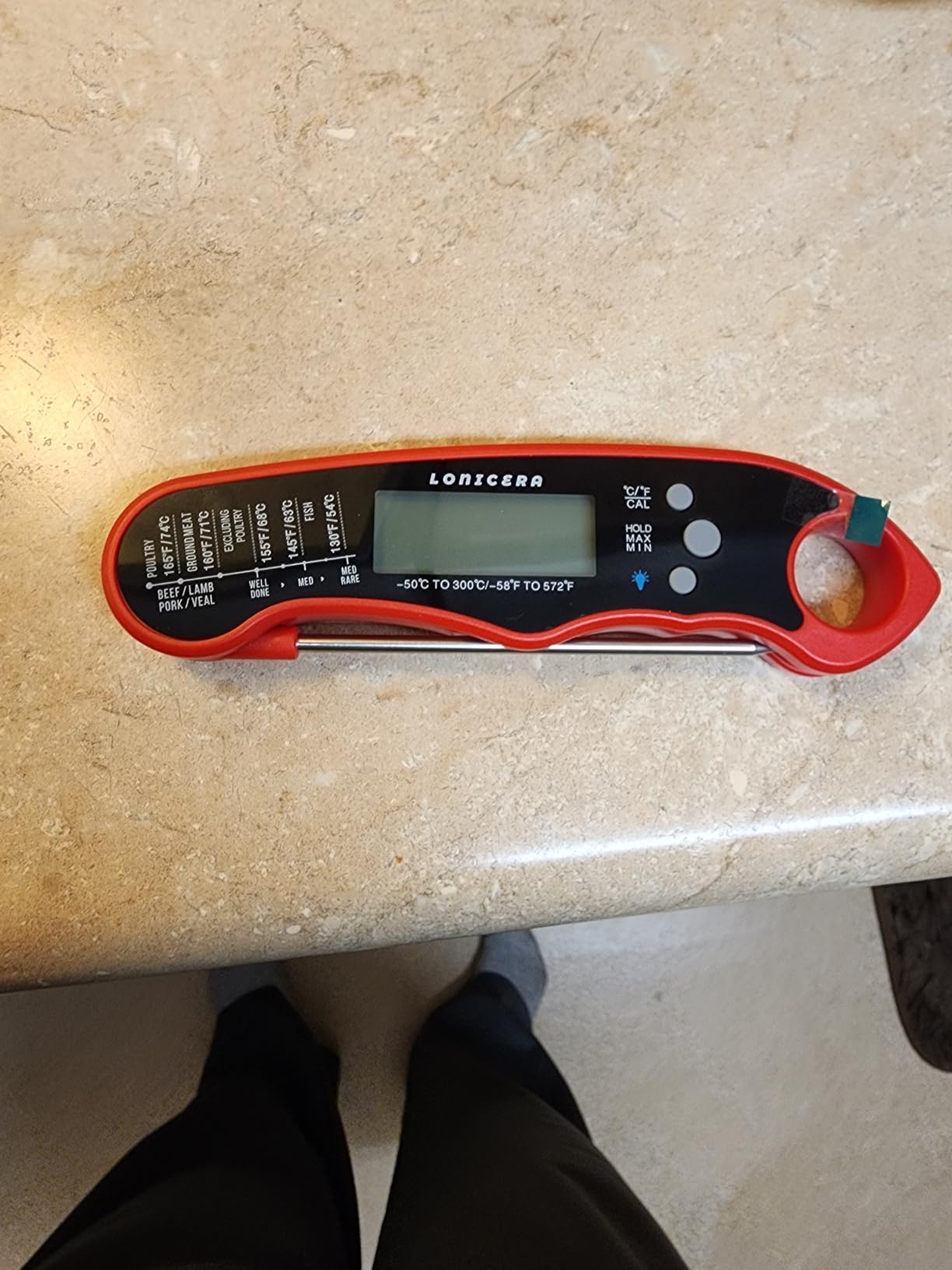LONICERA Digital Meat Thermometer, Instant Read, Foldable Probe, Red customer photo 2