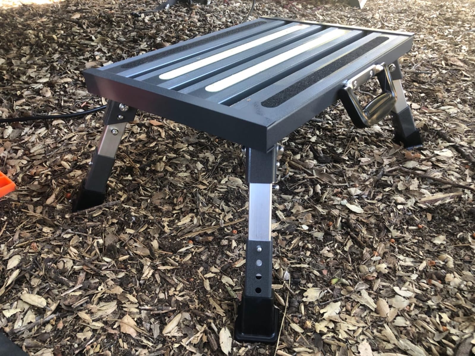 Aluminum RV Step Stool, 4-Level Adjustable Folding, Black customer photo 2