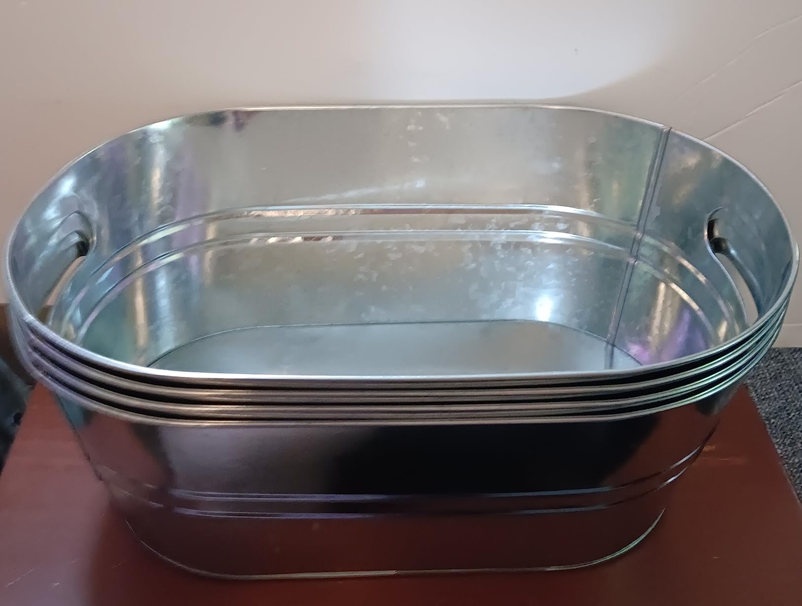 4 Pack Galvanized Tub 3.1 Gallon Ice Bucket Large Metal Drink Buckets for Parties Beer Beverage Tub with Carry Handles for Champagne Cocktails Wine Cooling for Mimosa Bar Supplies customer photo 1