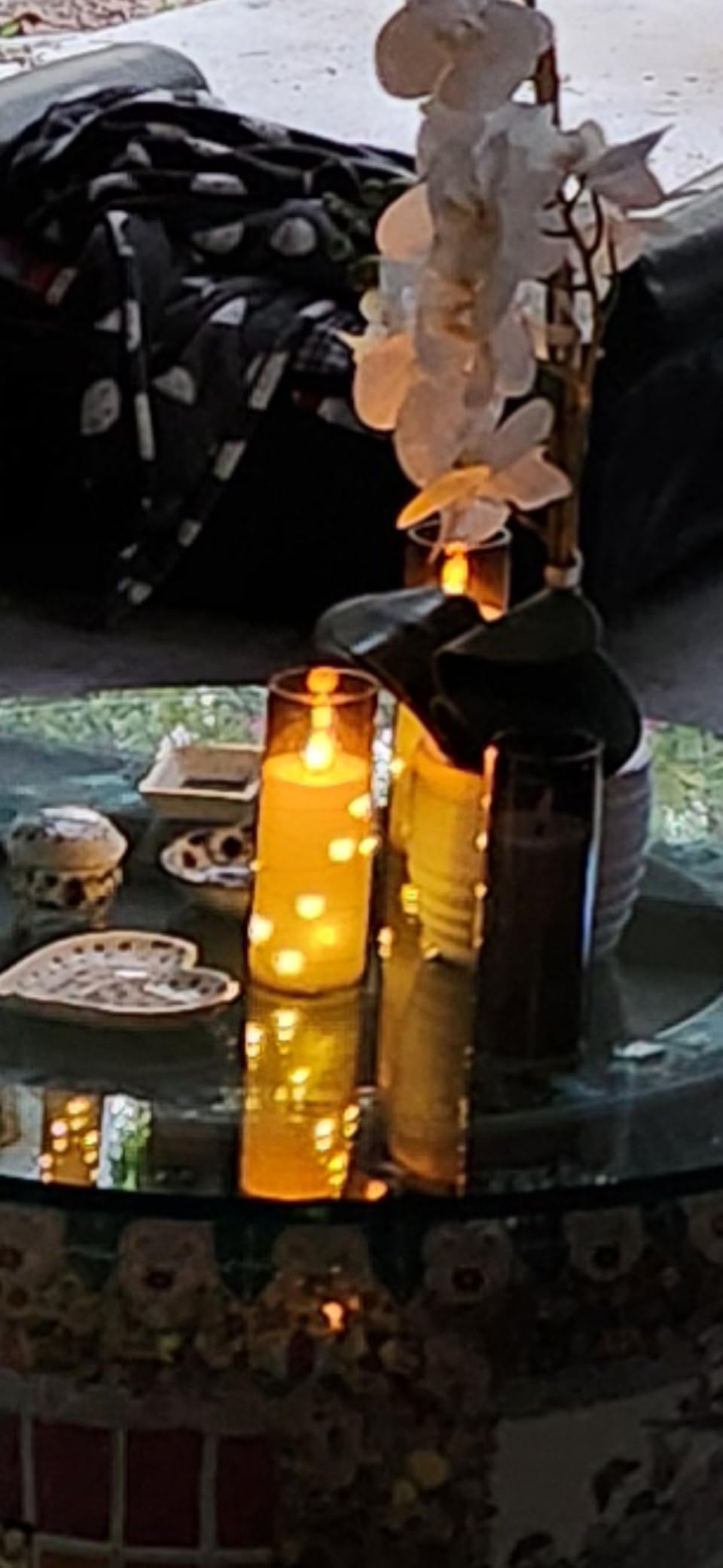 kakoya Flameless LED Candles with Timer 5 Pc Flickering Flameless Candles for Romantic Ambiance and Home Decoration Stable Acrylic Shell,with Embedded Star String，Battery Operated Candles（Grey） customer photo 1