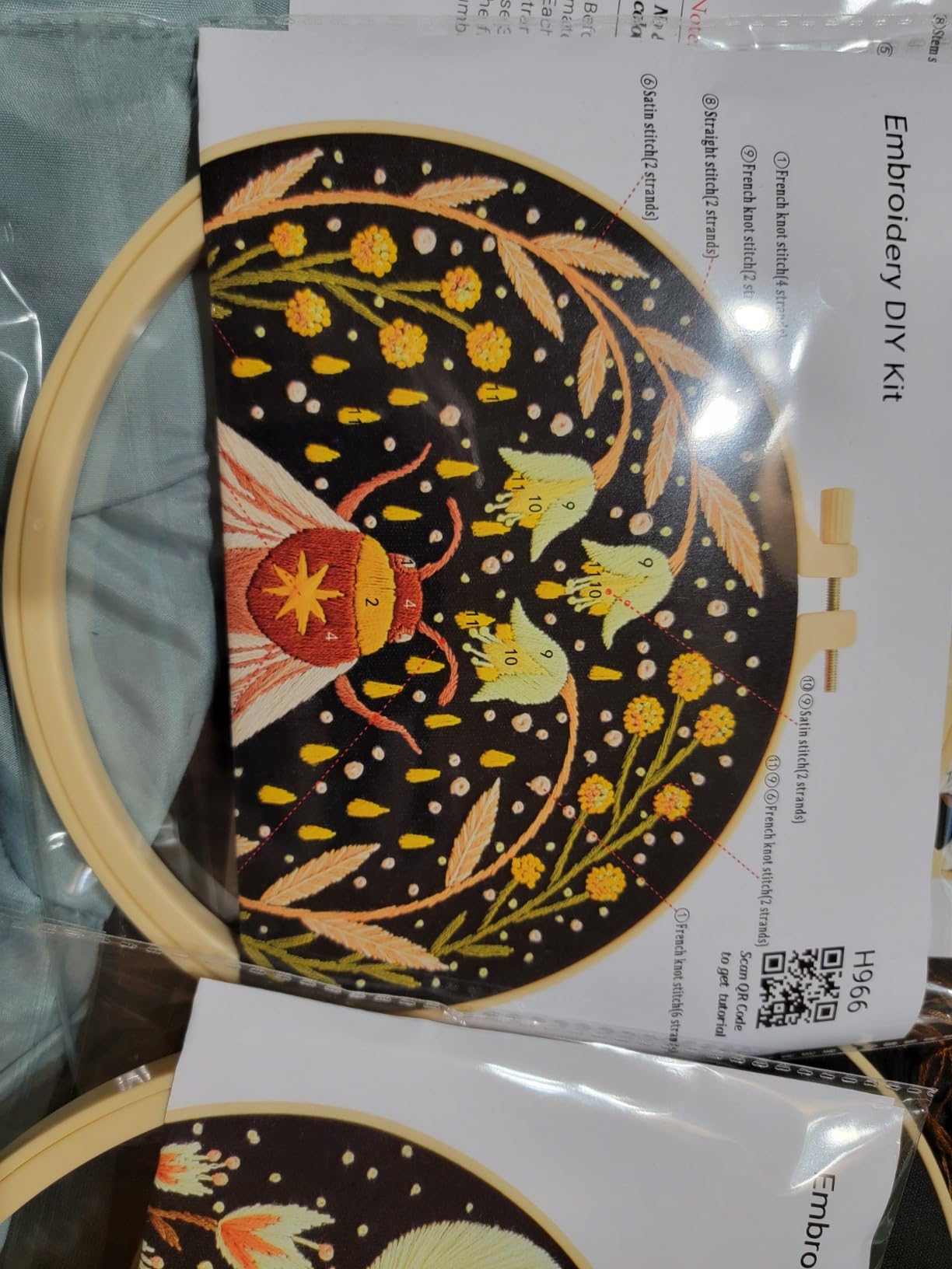 Embroidery Kits for Beginners Adults, Stamped Cross Stitch kits for Adult Beginners Embroidery Starter Kit with Pattern, 3 Embroidery Hoop and Fabric, Needles Threads (Attached Teaching Video QR Code) customer photo 2
