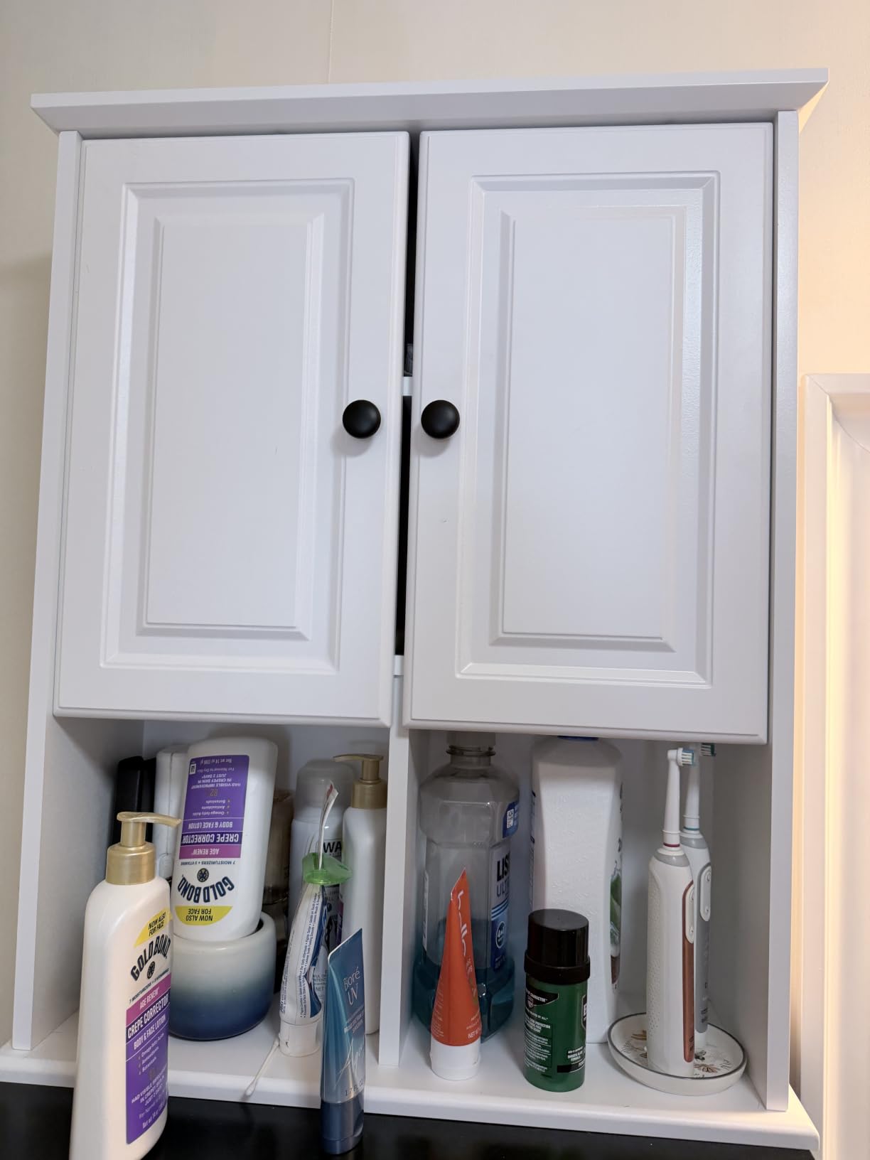 HAIOOU Bathroom Wall Cabinet with Motion Sensor Light, 23.6 Inch - White | Wooden Wall Mounted Medicine Cabinet with Adjustable Shelf, Soft Close Hinges for Over the Toilet Bathroom Storage customer photo 1