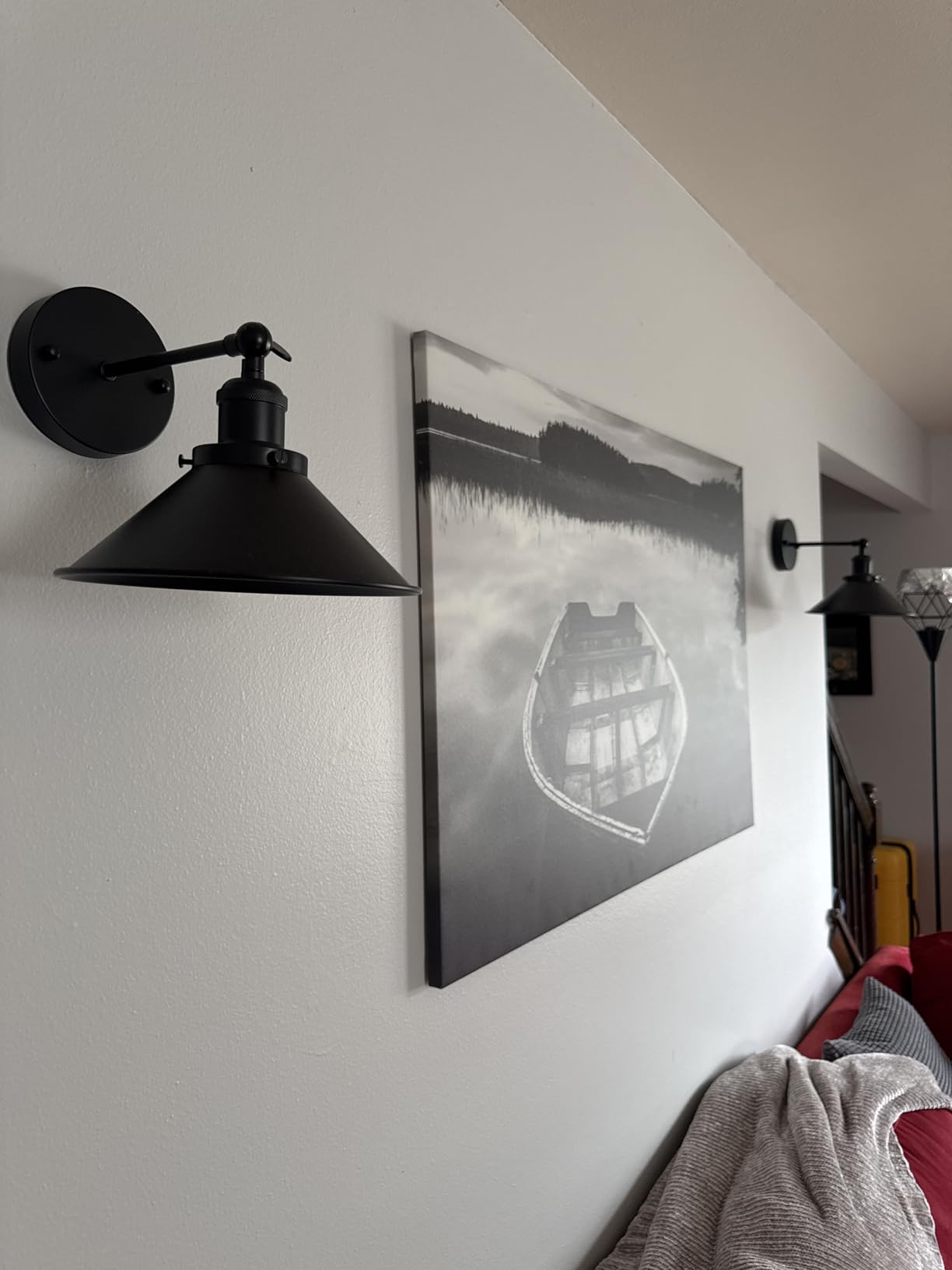 Bailoch Black Vintage Wireless Battery Operated Wall Sconces, Industrial Cordless Battery Powered LED Wall Lights Set of 2, Wall Lamp Fixture Indoor with Remote Control for Bedroom Farmhouse Gallery customer photo 1