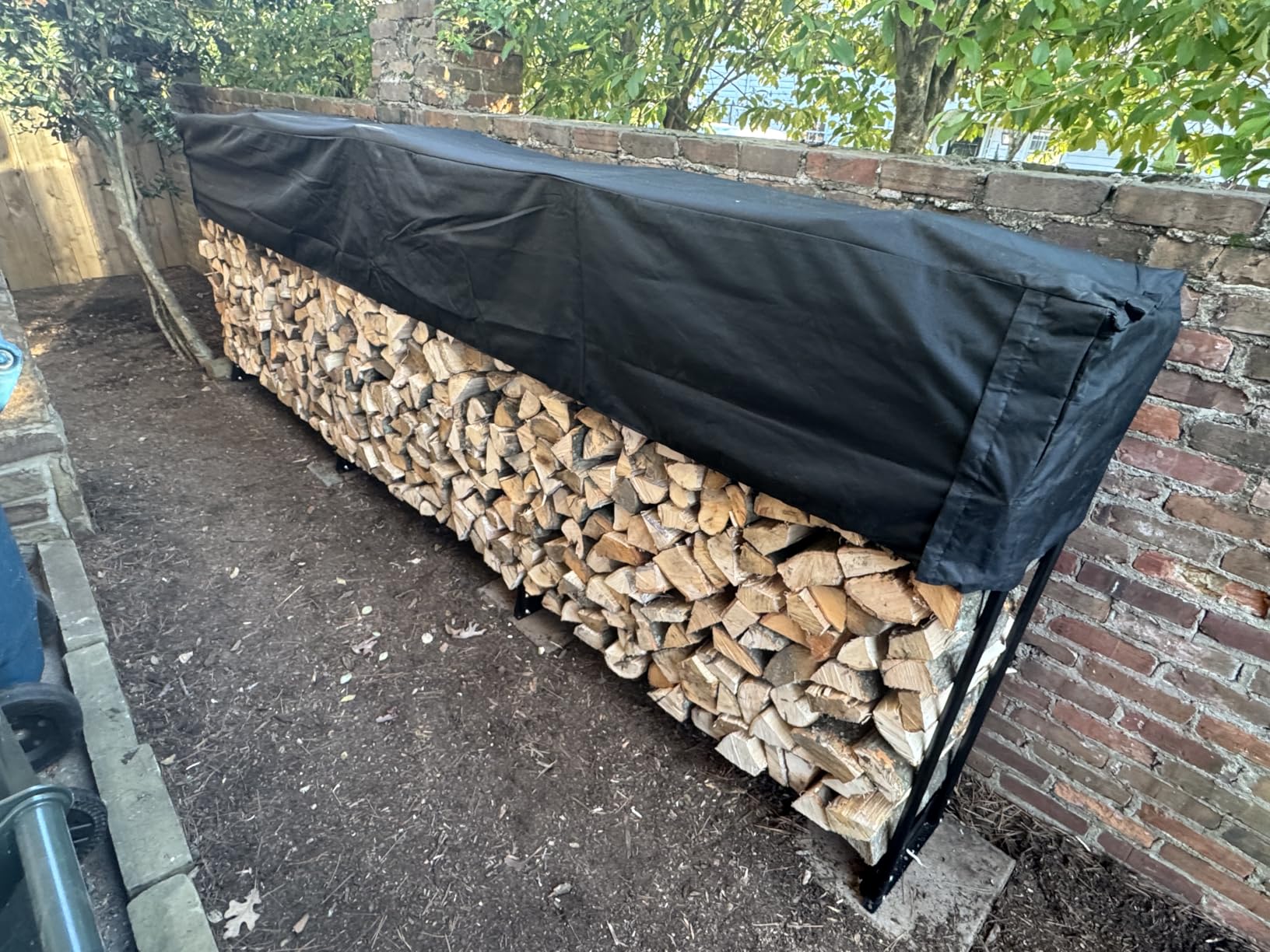 VEVOR 12.7FT Outdoor Firewood Rack with Cover, Firewood Holder for 3/4 Cord - Heavy Duty Wood Storage with Half-Covered for Porches Gardens Patios Yards Log Steel Frame UV Protection customer photo 1