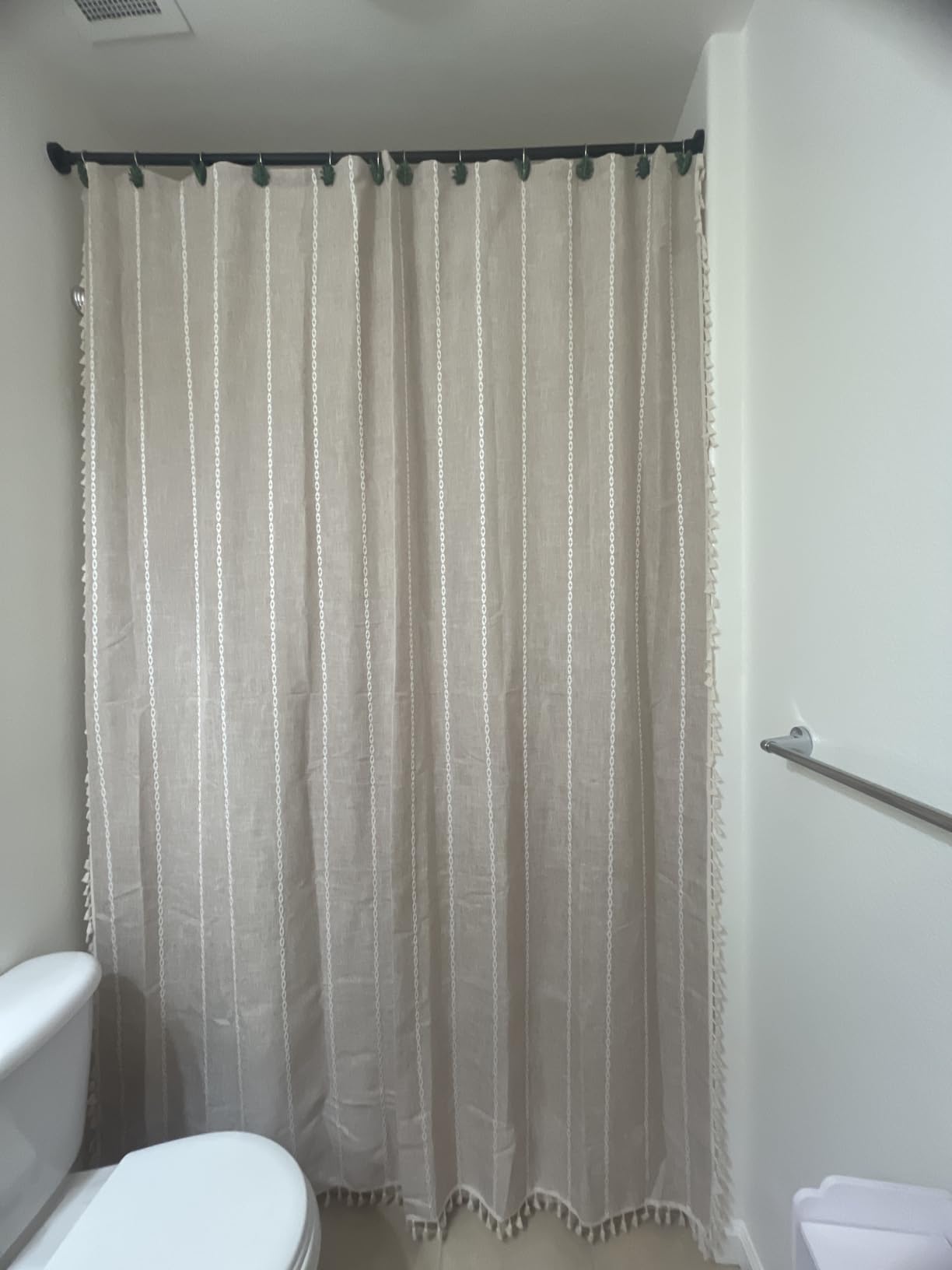 BTTN Cream Boho Farmhouse Linen Heavy Duty Shower Curtain Set, 72x72, Beige customer photo 2