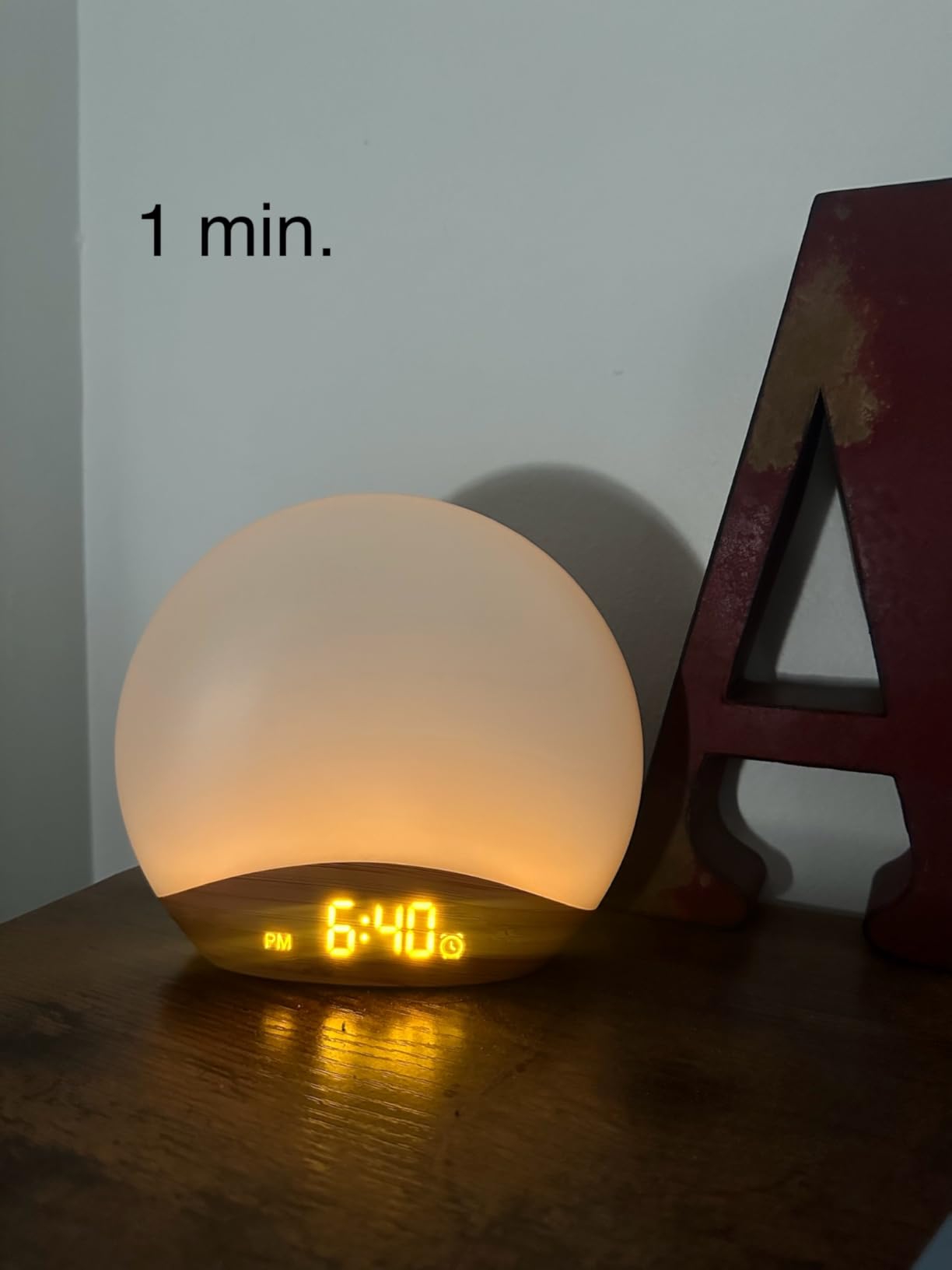REACHER Wood Grain Sunrise Alarm Clock and Sound Machine Nightlight customer photo 2