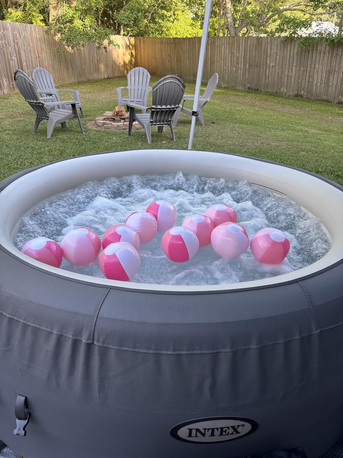 INTEX SimpleSpa 4 Person Inflatable Hot Tub, Portable Spa with 100 Jets | 28483E Built-in Hard Water Treatment with Cover & Ground Cloth for Insulation, 77in x 26in customer photo 1