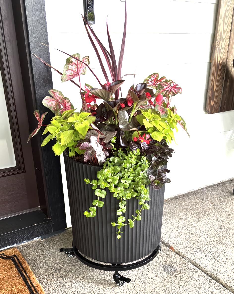 Veradek Mason Series Demi Planter - Large Round Planter for Indoor or Outdoor Patio/Balcony | Made from Plastic & Concrete with Drainage Holes | Modern Décor for Flowers, Trees, Tall Plants customer photo 1