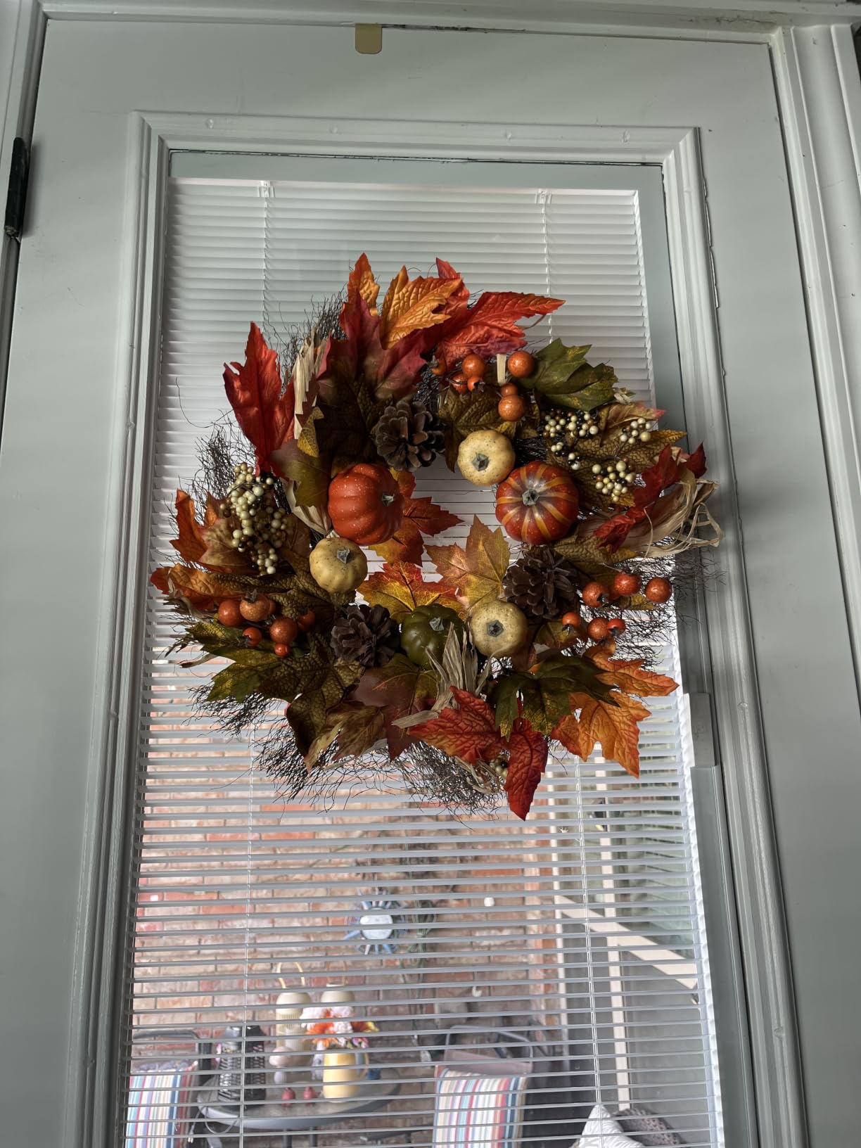 24 Inch Fall Wreaths for Front Door,Autumn Pumpkin Maple Wreath with Hanger customer photo 1