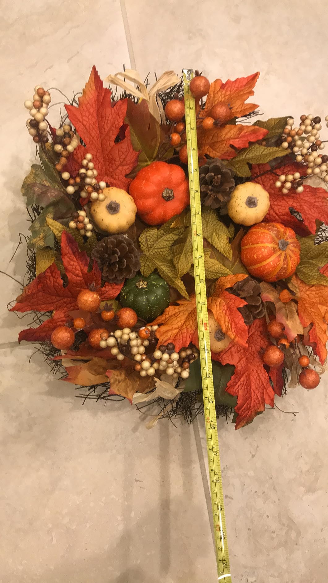 24 Inch Fall Wreaths for Front Door,Autumn Pumpkin Maple Wreath with Hanger customer photo 2