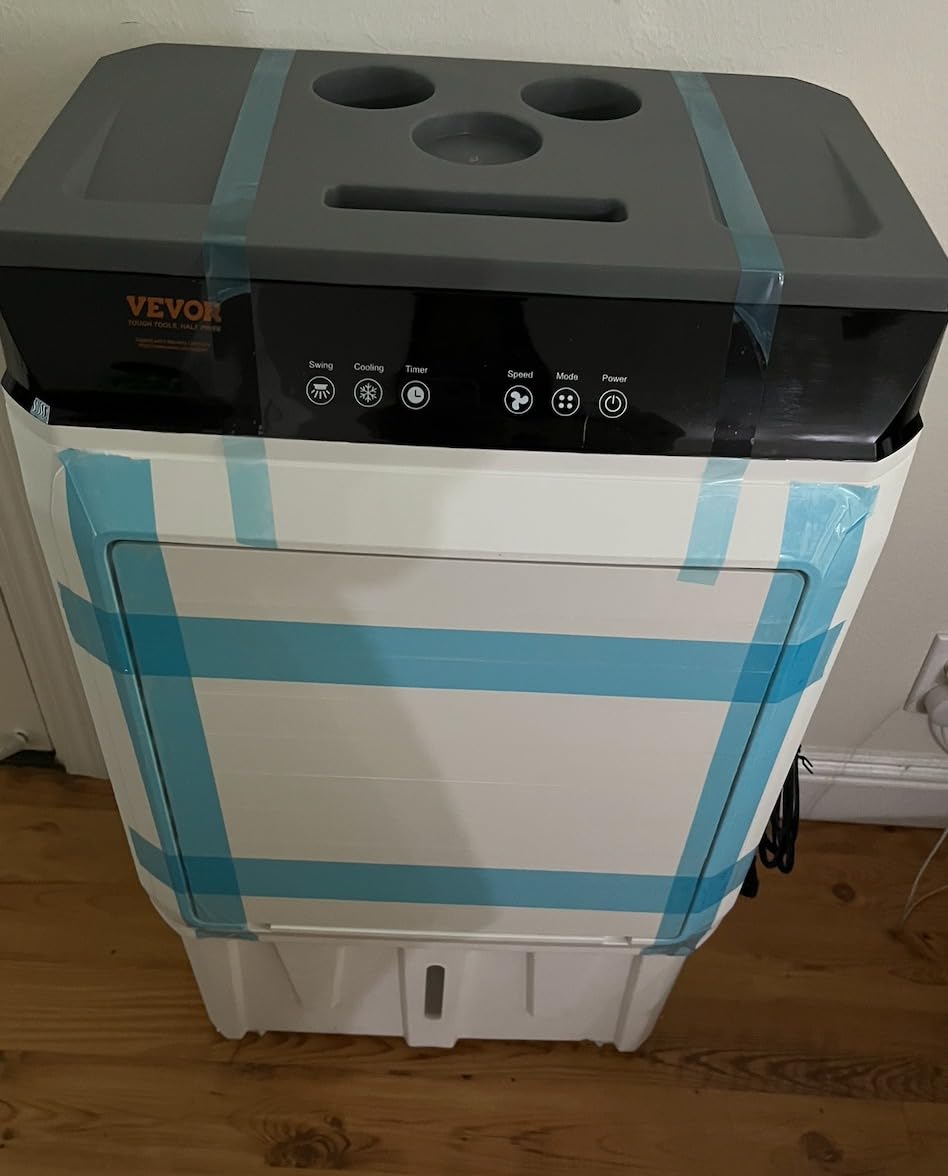 VEVOR Evaporative Air Cooler,1400 CFM 11X31 inch Air Cooler,3 Speeds Cooler Portable Air Conditioner,Energy-Saved Swamp Cooler for party,pool and patio,5 Gal Water Tank & 550 Sq.Ft… customer photo 2