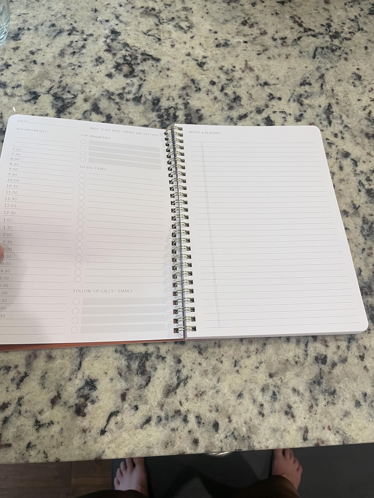 Beautiful Daily Planner And Notebook With Hourly Schedule - Spiral Notebook customer photo 1
